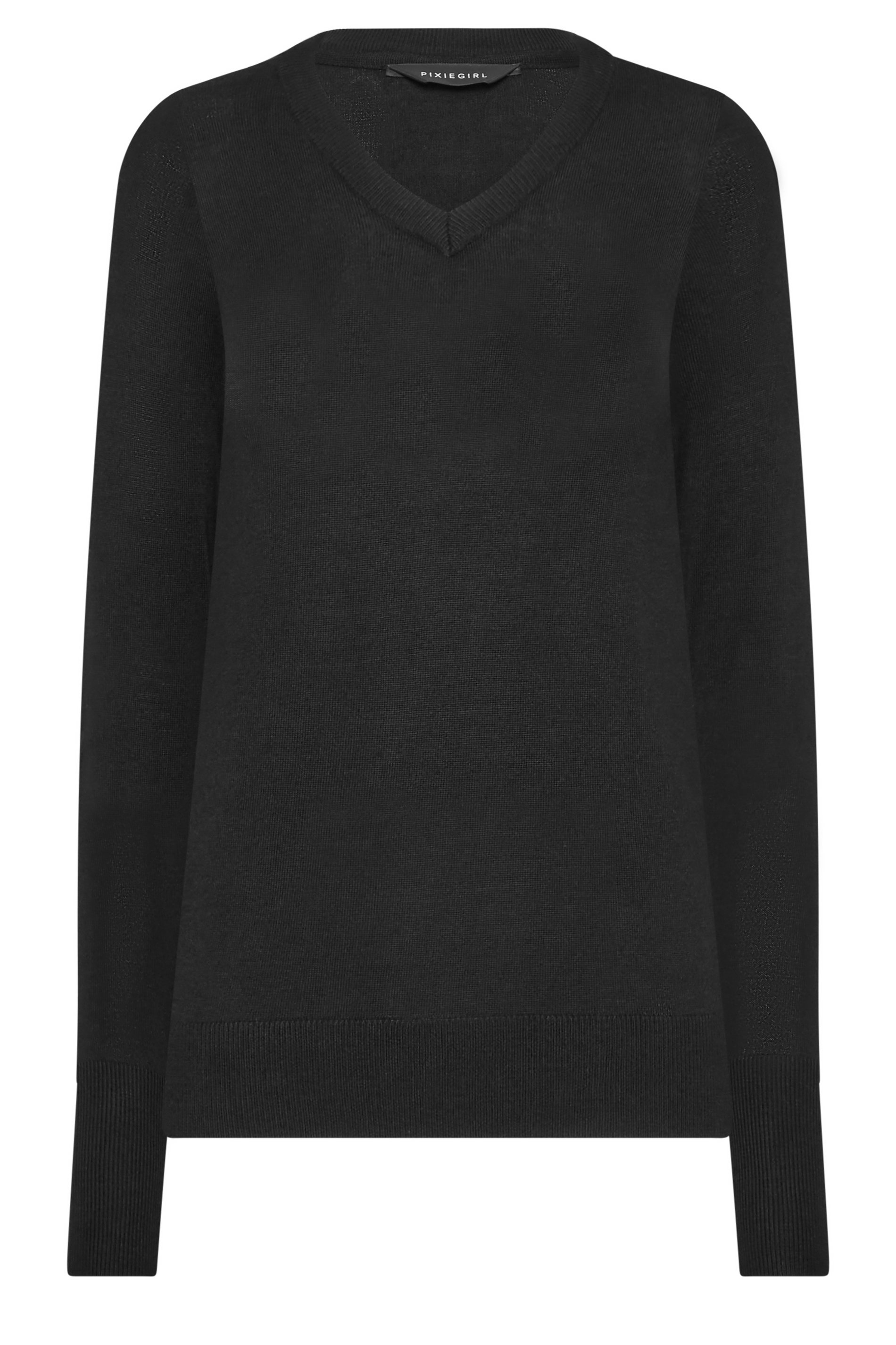 PixieGirl Petite Black V-Neck Jumper | PixieGirl 6