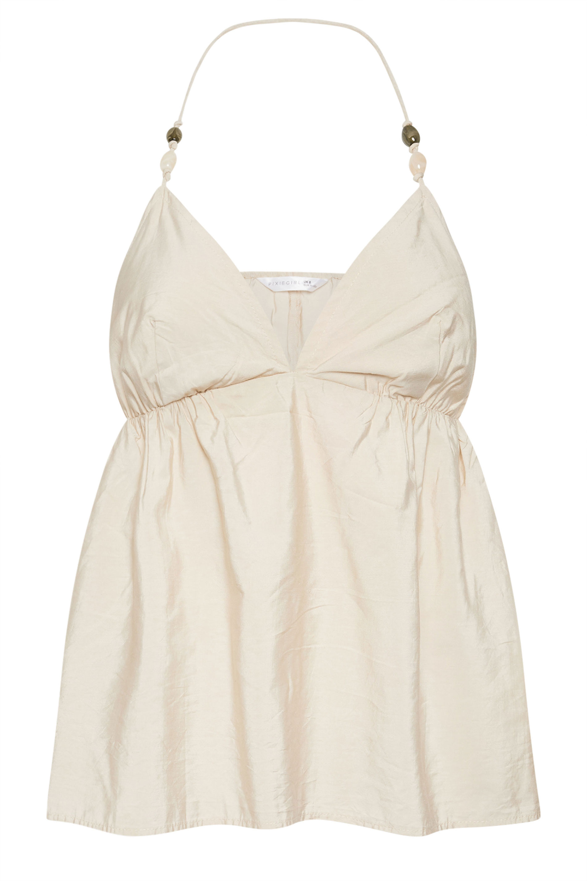 PixieGirl Petite Women's Ivory White Beaded Halterneck Top | PixieGirl 6