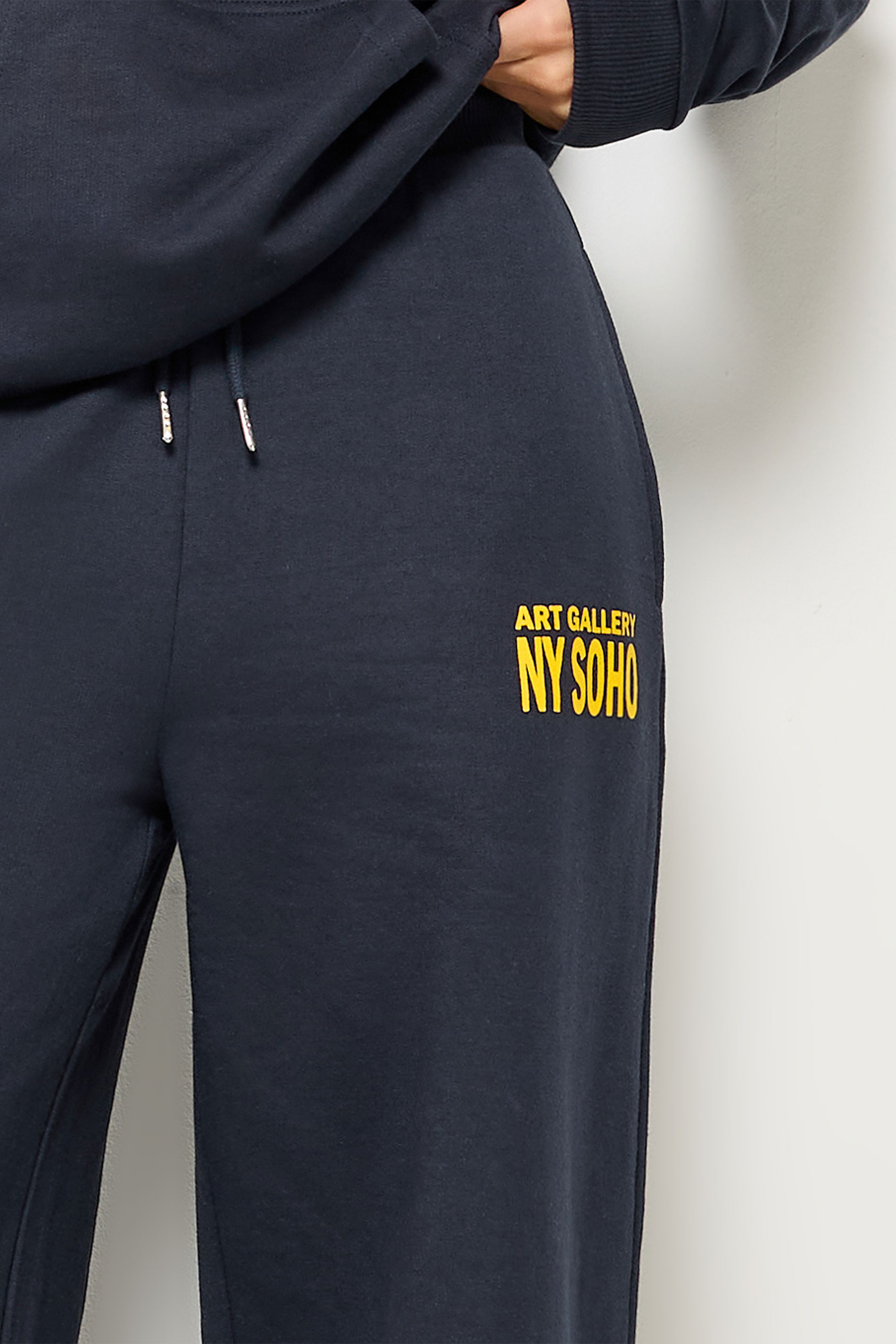 PixieGirl Petite Women's Blue 'NY Soho' Slogan Wide Leg Joggers | PixieGirl  4