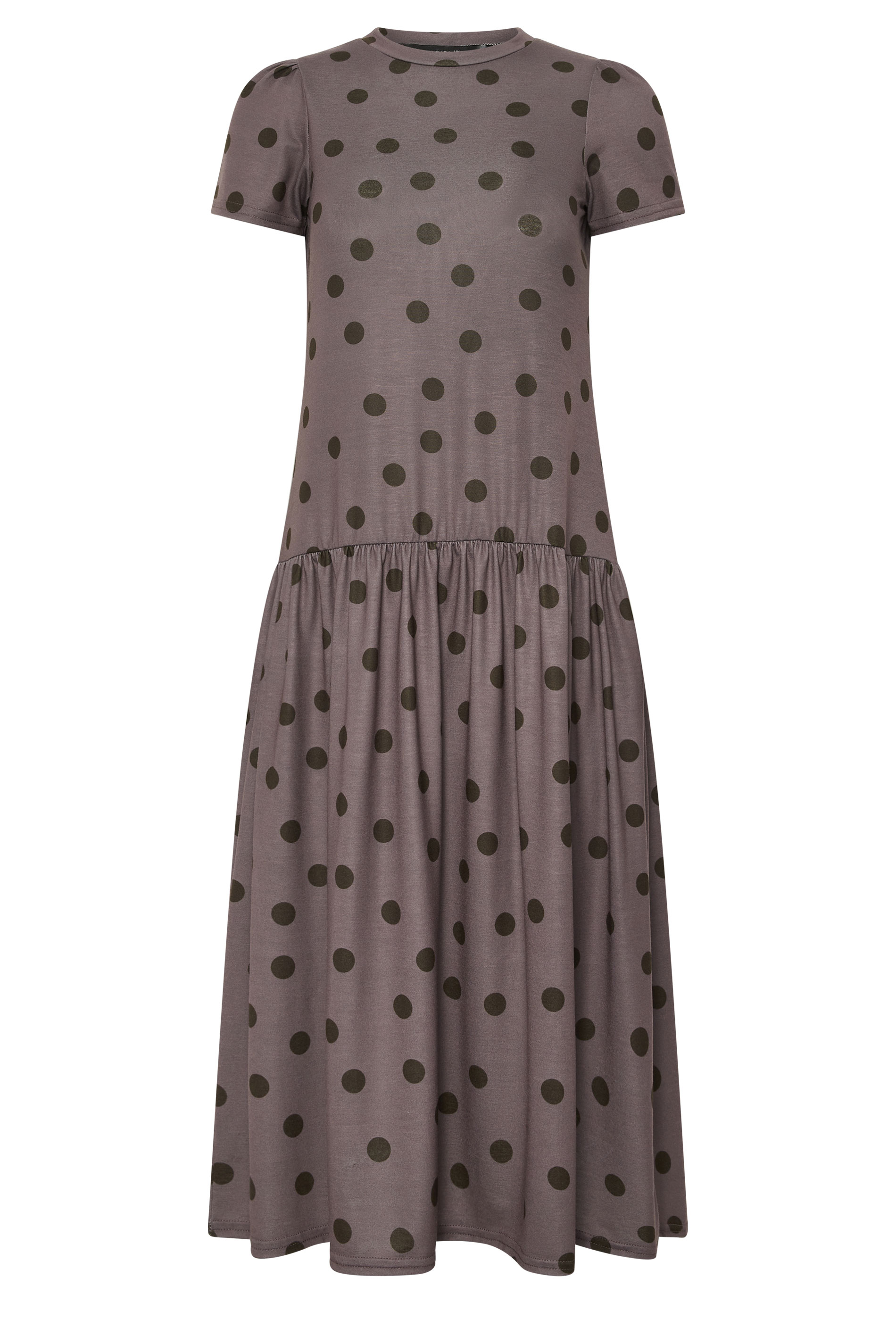 PixieGirl Petite Women's Chocolate Brown Polka Dot Drop Waist Maxi Dress | PixieGirl 6