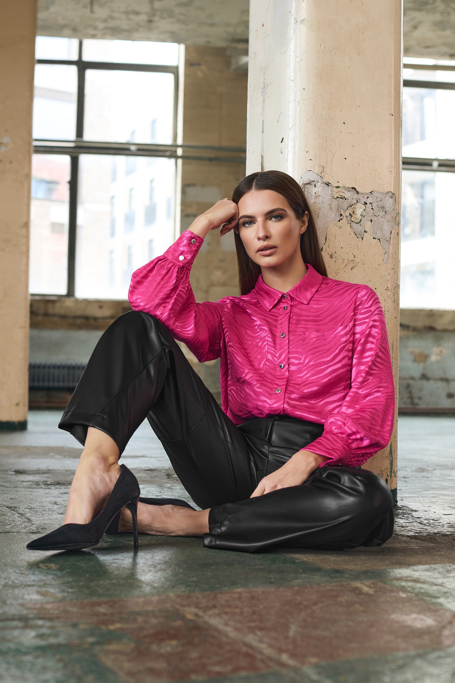 STAR Black Faux Leather Wide Leg Trousers | StarByJM 1