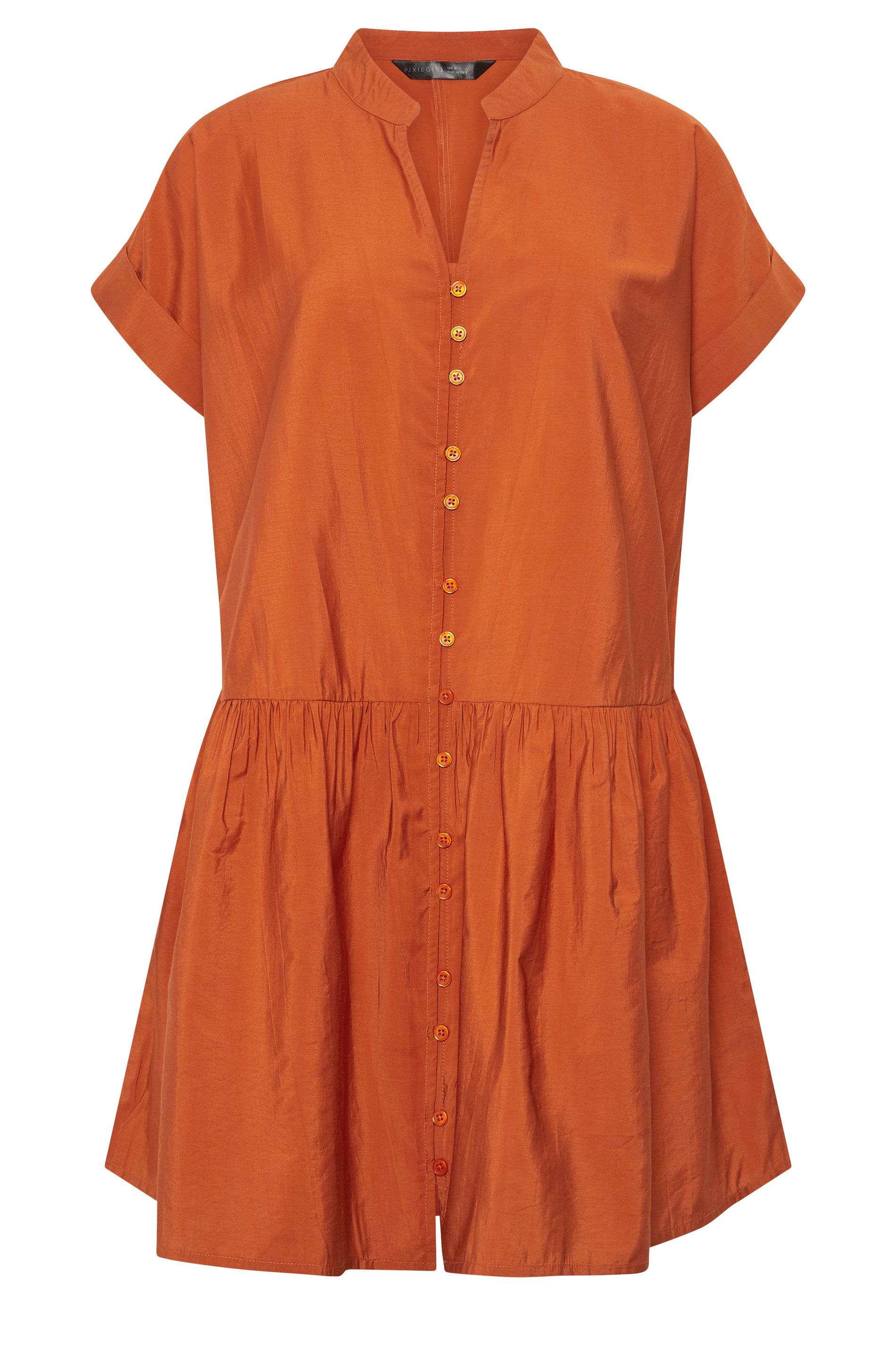 PixieGirl Petite Orange Button Through Shirt Dress 5