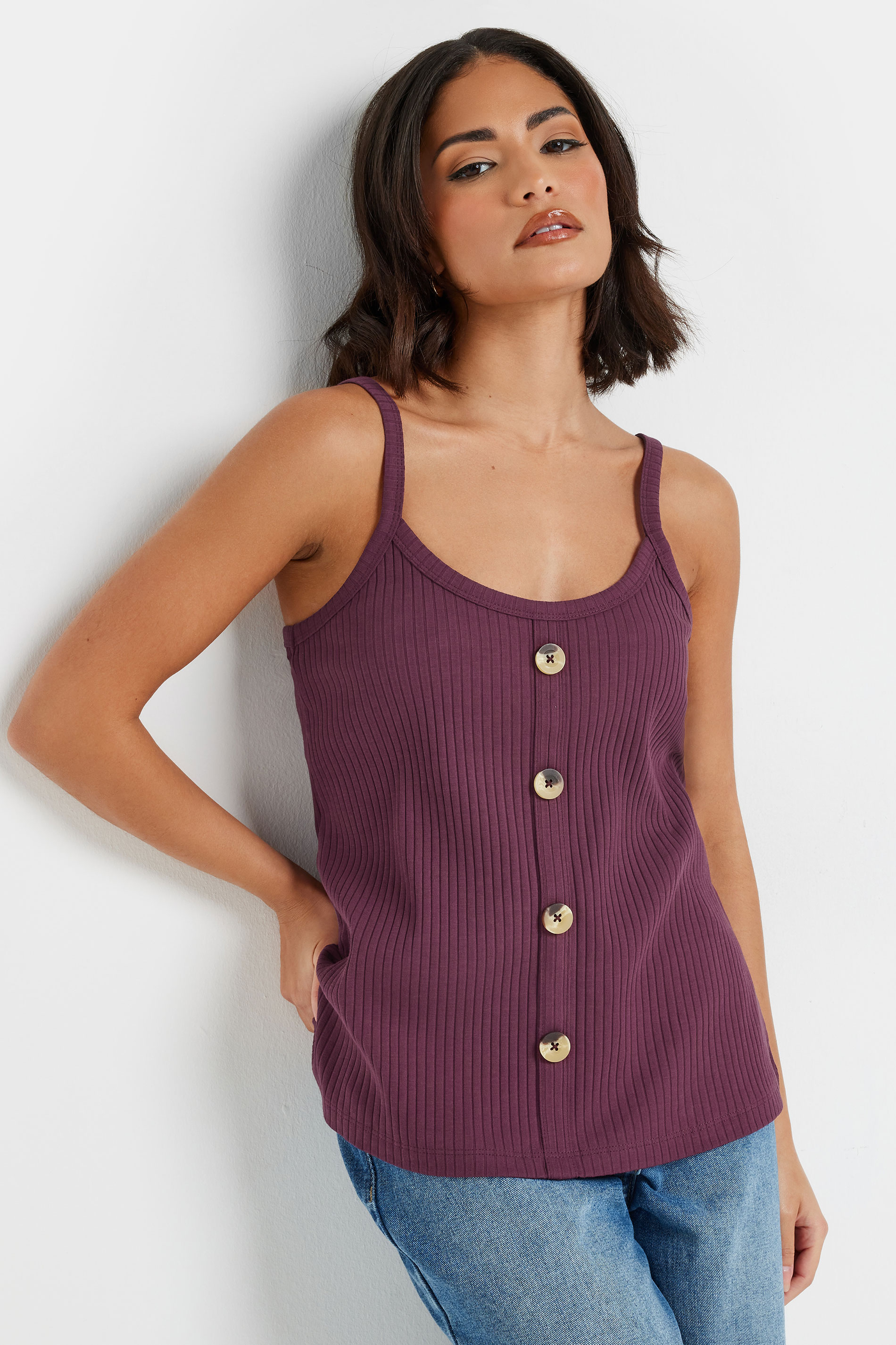 PixieGirl Petite Women's 2 PACK Sage Green & Purple Button Down Cami Tops | PixieGirl 2