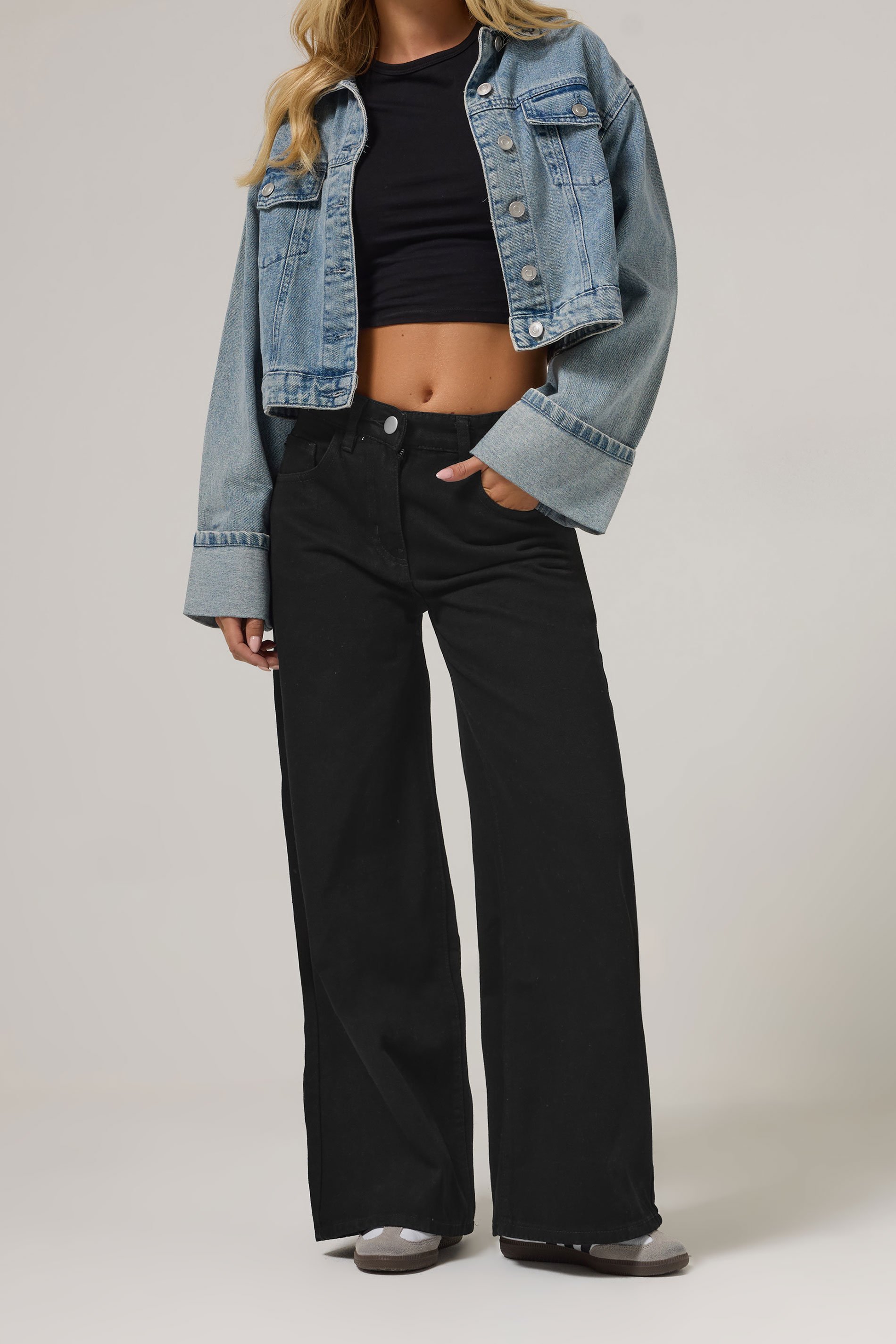 PixieGirl Petite Women's Black Wide Leg Jeans | PixieGirl 2
