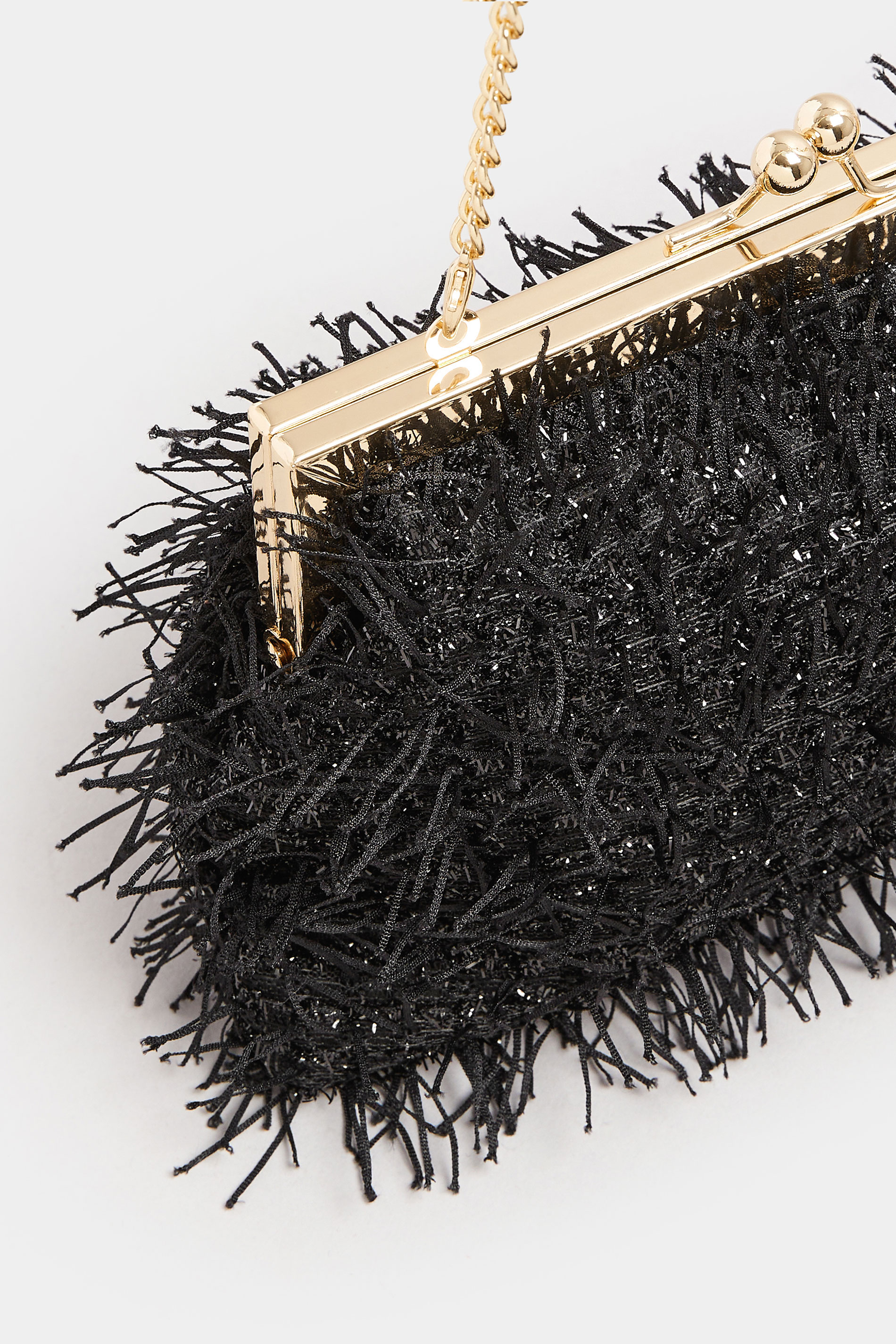 Black Eyelash Clutch Bag | Yours Clothing 7