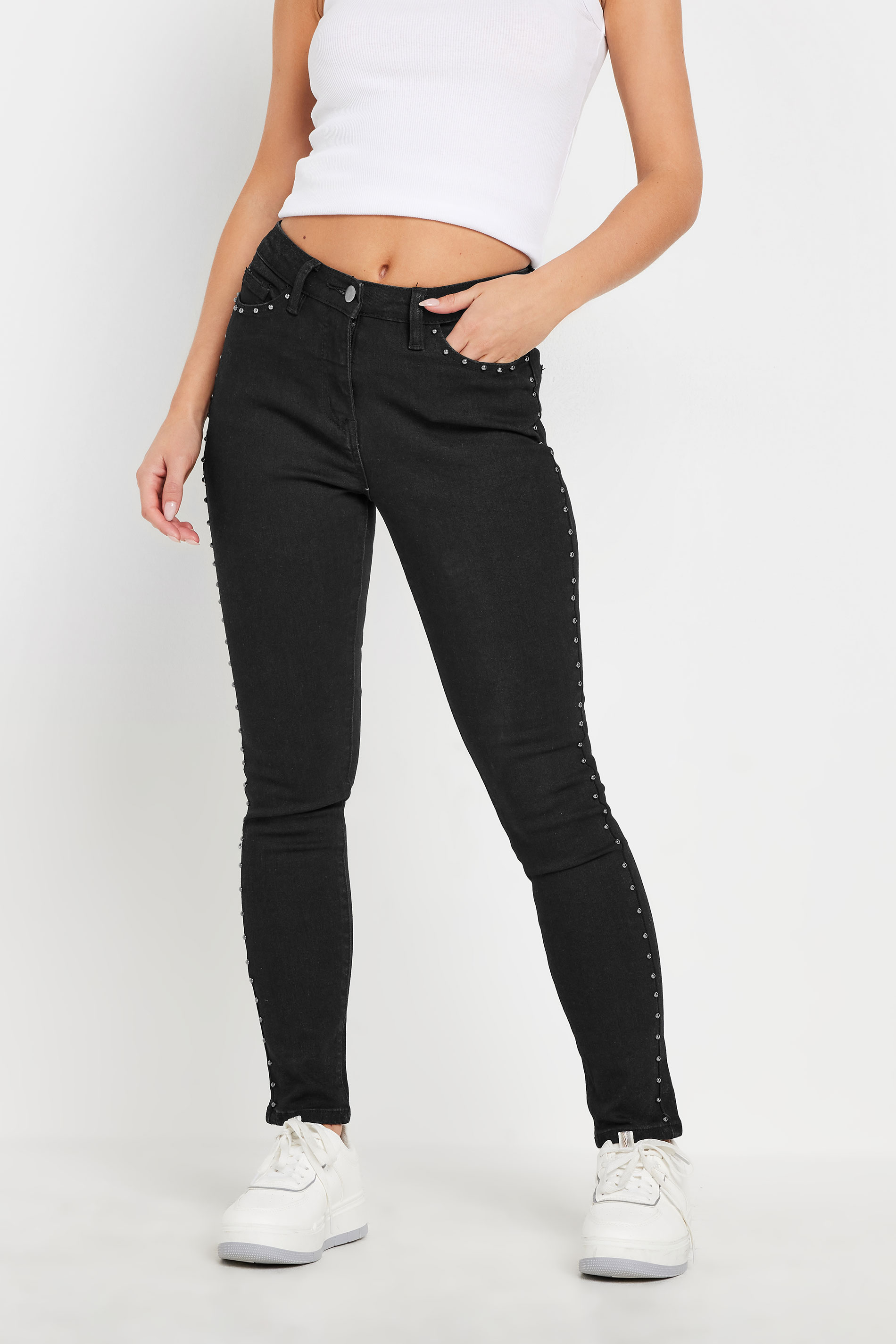 Petite Black Stud Skinny AVA Jeans | PixieGirl 2
