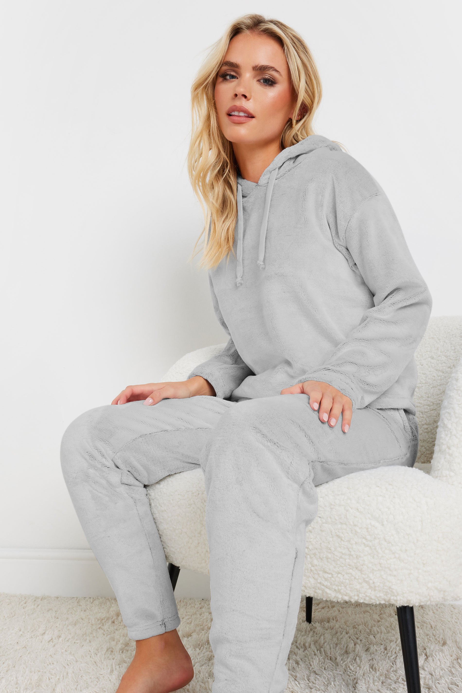 PixieGirl Petite Women's Grey Fleece Cropped Hoodie | PixieGirl 4