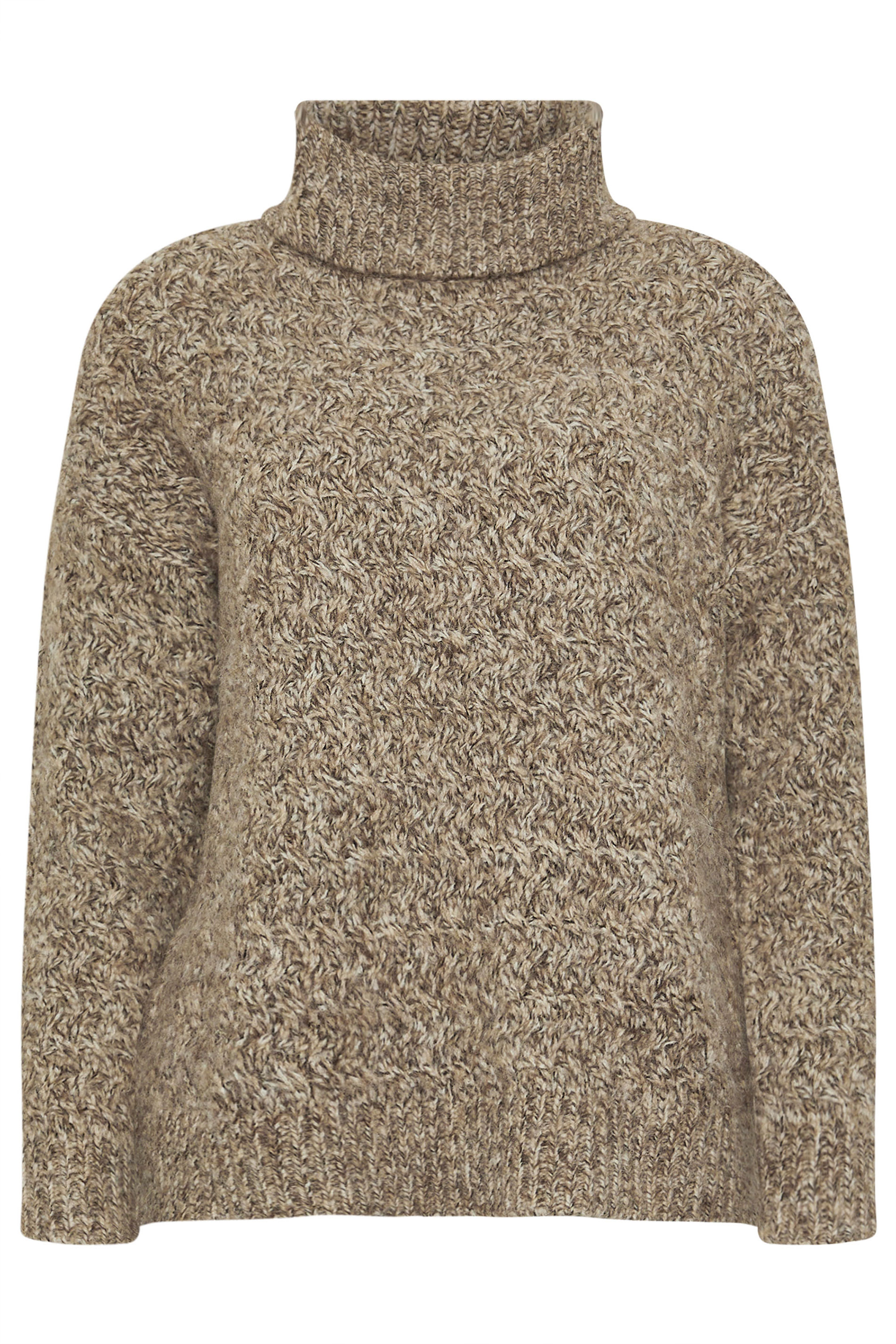 PixieGirl Petite Women's Beige Brown Chunky Roll Neck Jumper | PixieGirl 5