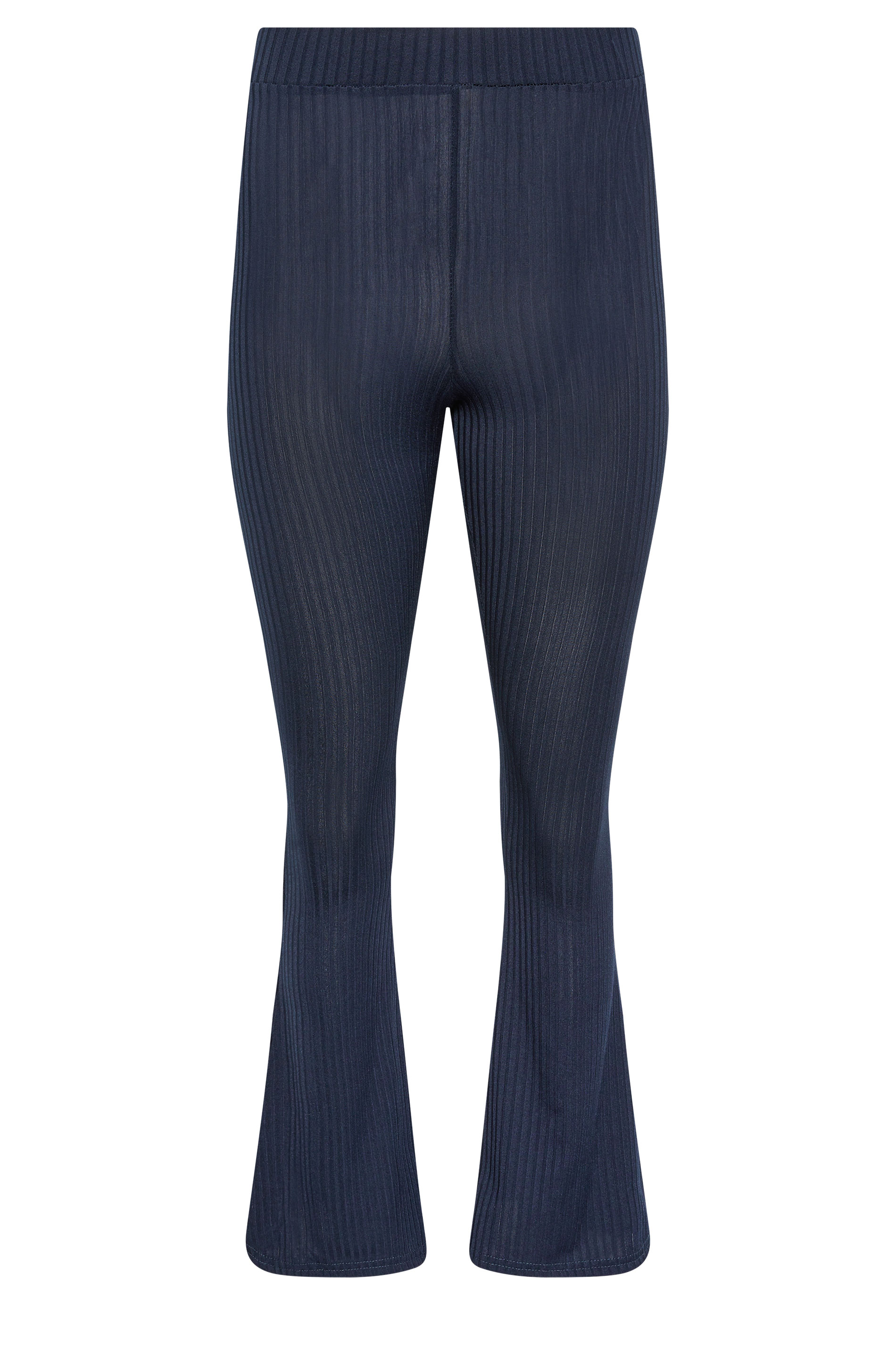 PixieGirl Petite Women's Navy Blue Ribbed Flared Trousers | PixieGirl 5