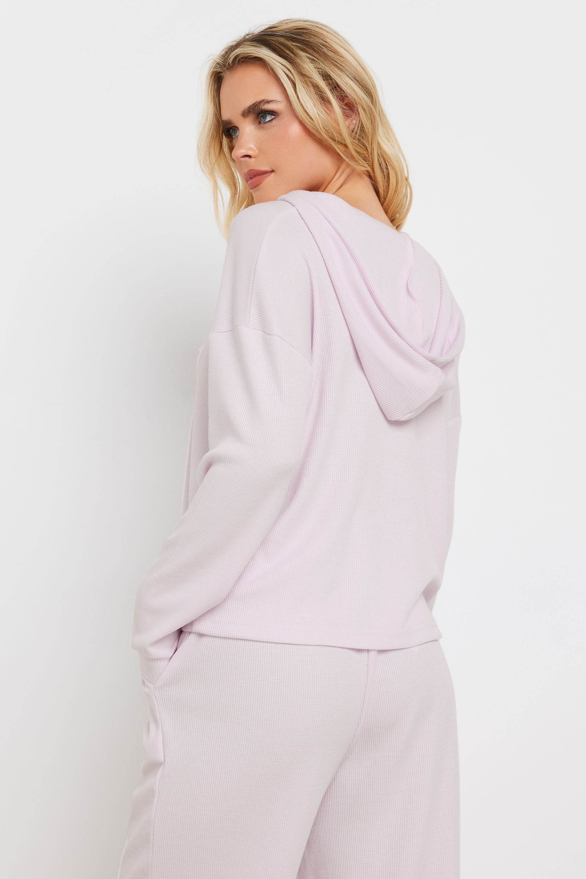 PixieGirl Petite Women's Pink Waffle Lounge Hoodie | PixieGirl 3