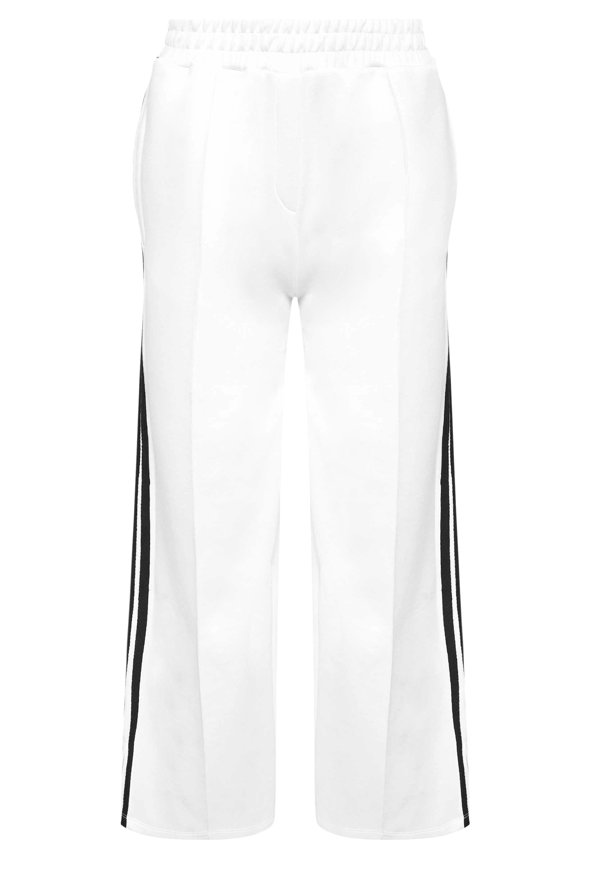 PixieGirl Petite Womens White & Black Side Stripe Wide Leg Trousers | PixieGirl 5
