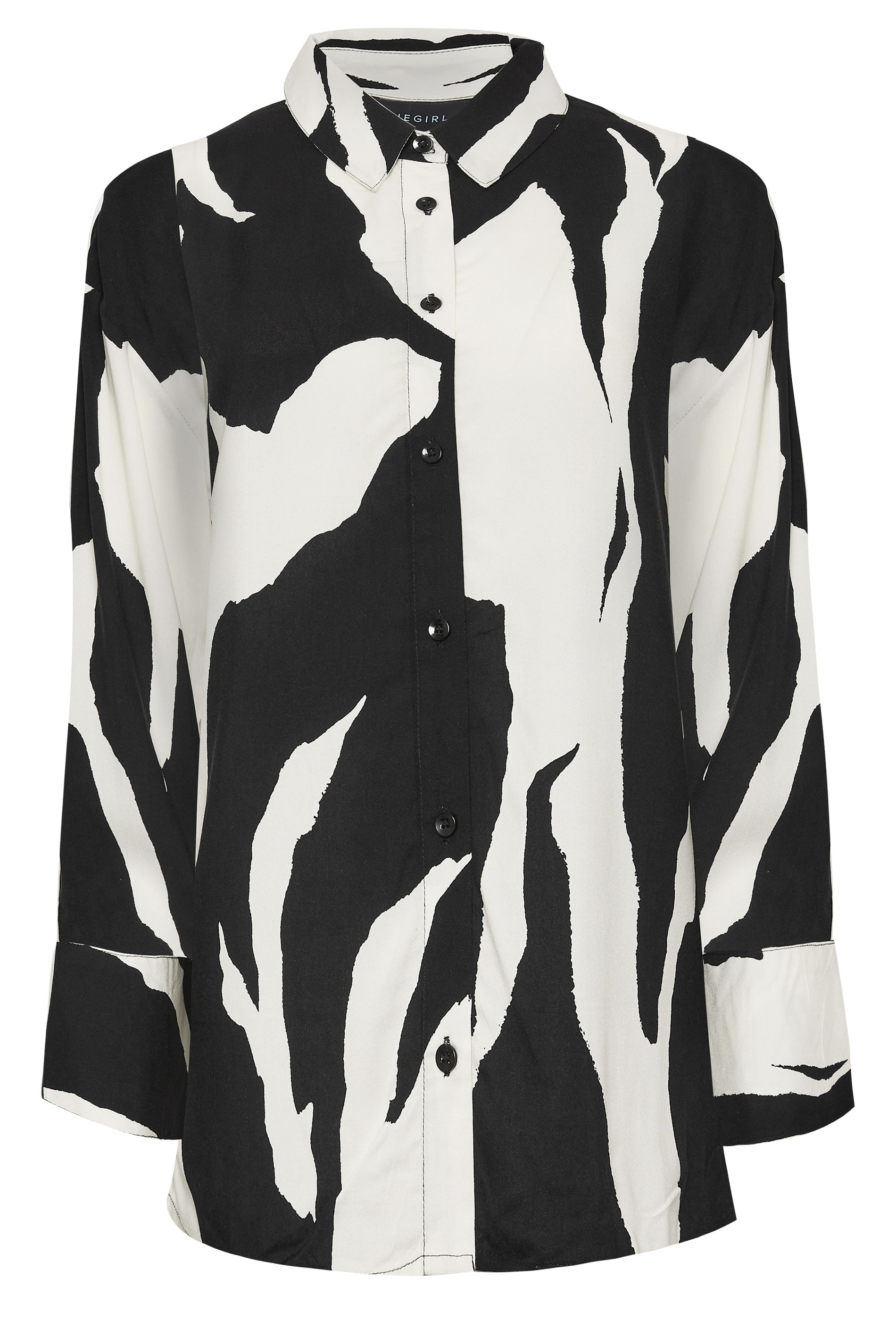 PixieGirl Petite Black Mono Abstract Print Shirt | PixieGirl 5