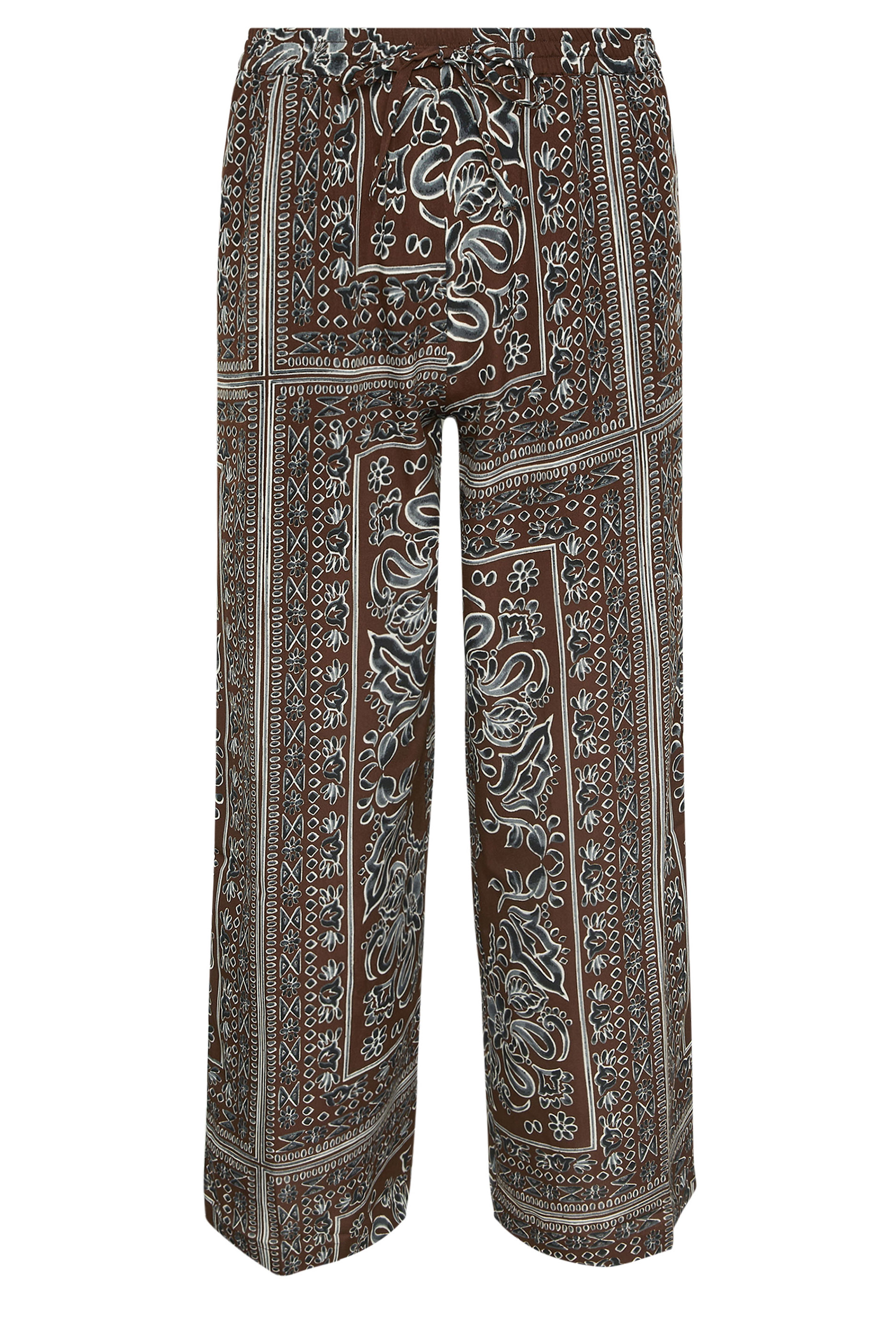 PixieGirl Petite Women's Brown Paisley Tie Waist Trousers | PixieGirl 5
