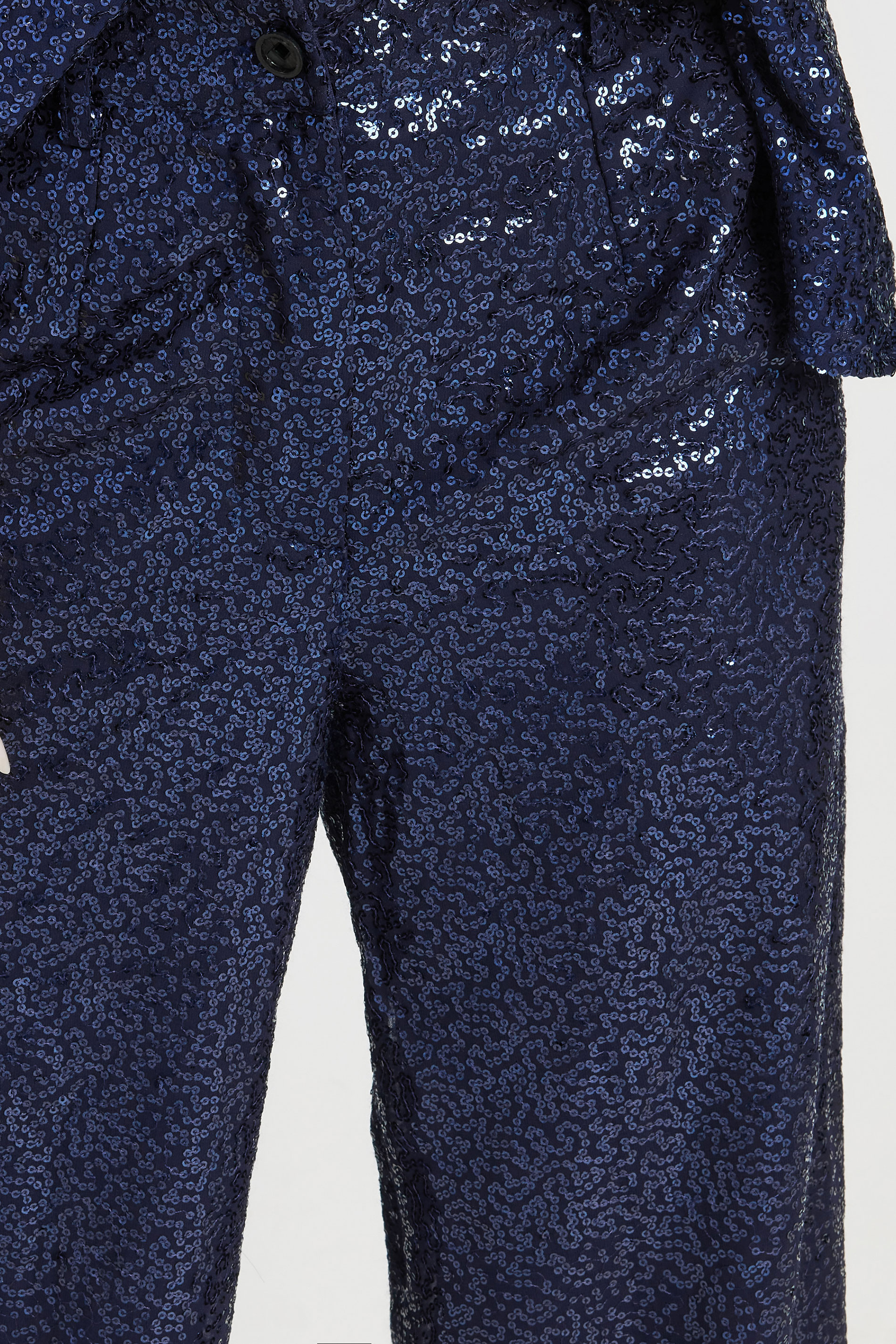 PixieGirl Petite Women's Navy Blue Sequin Embellished Wide Leg Trousers | PixieGirl 6