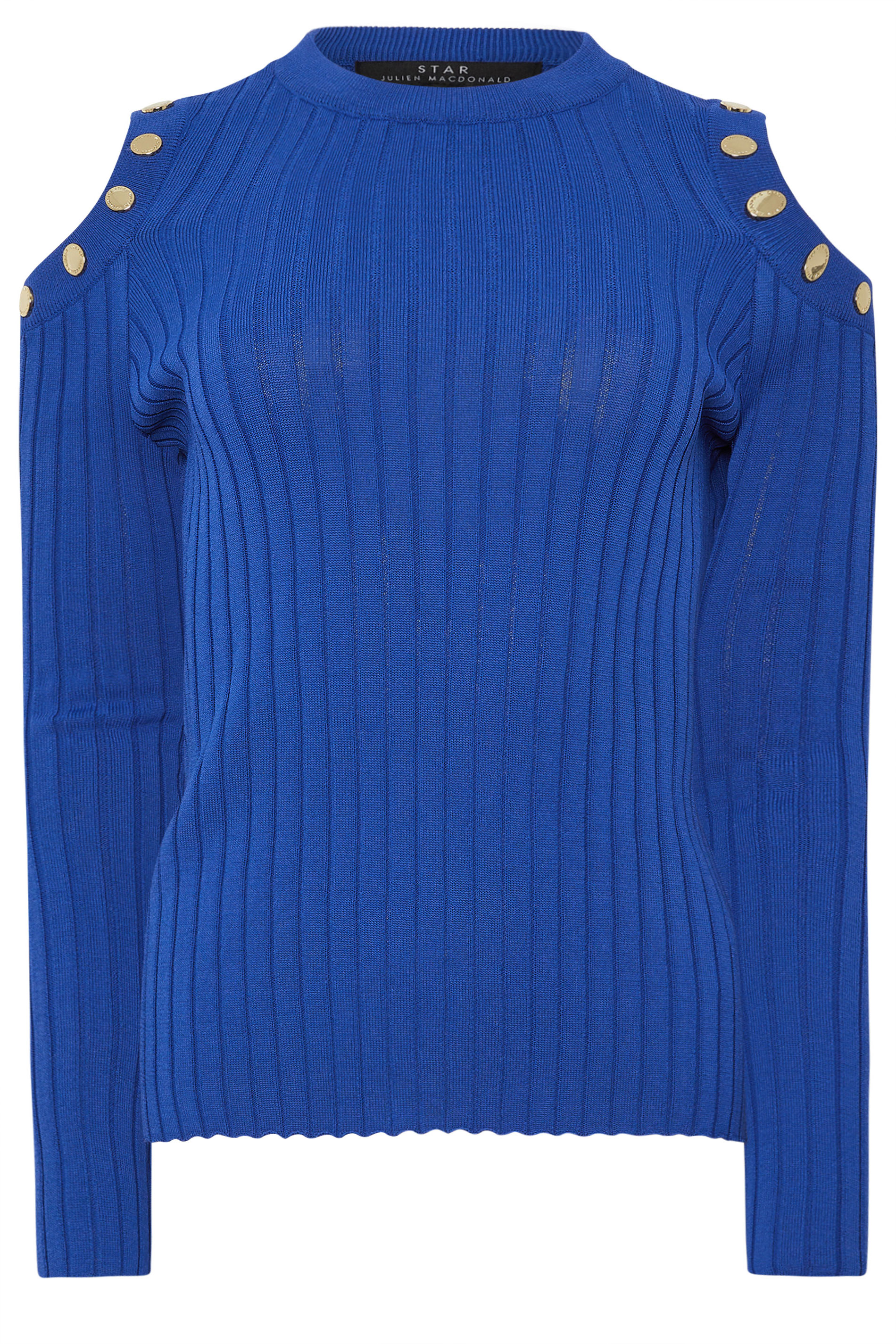 STAR Blue Button Detail Cold Shoulder Jumper | StarByJM 8