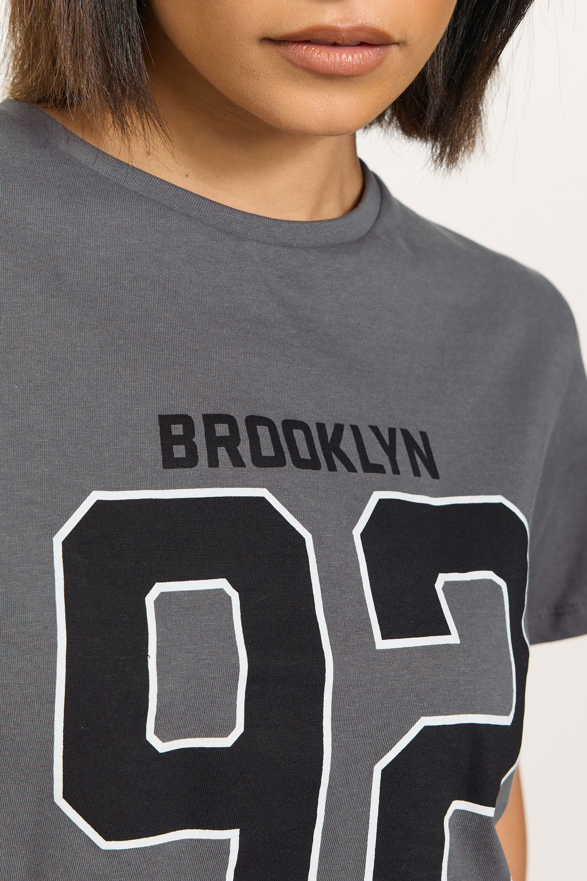 PixieGirl Petite Women's Grey 'Brooklyn 92' Slogan T-Shirt | PixieGirl 4