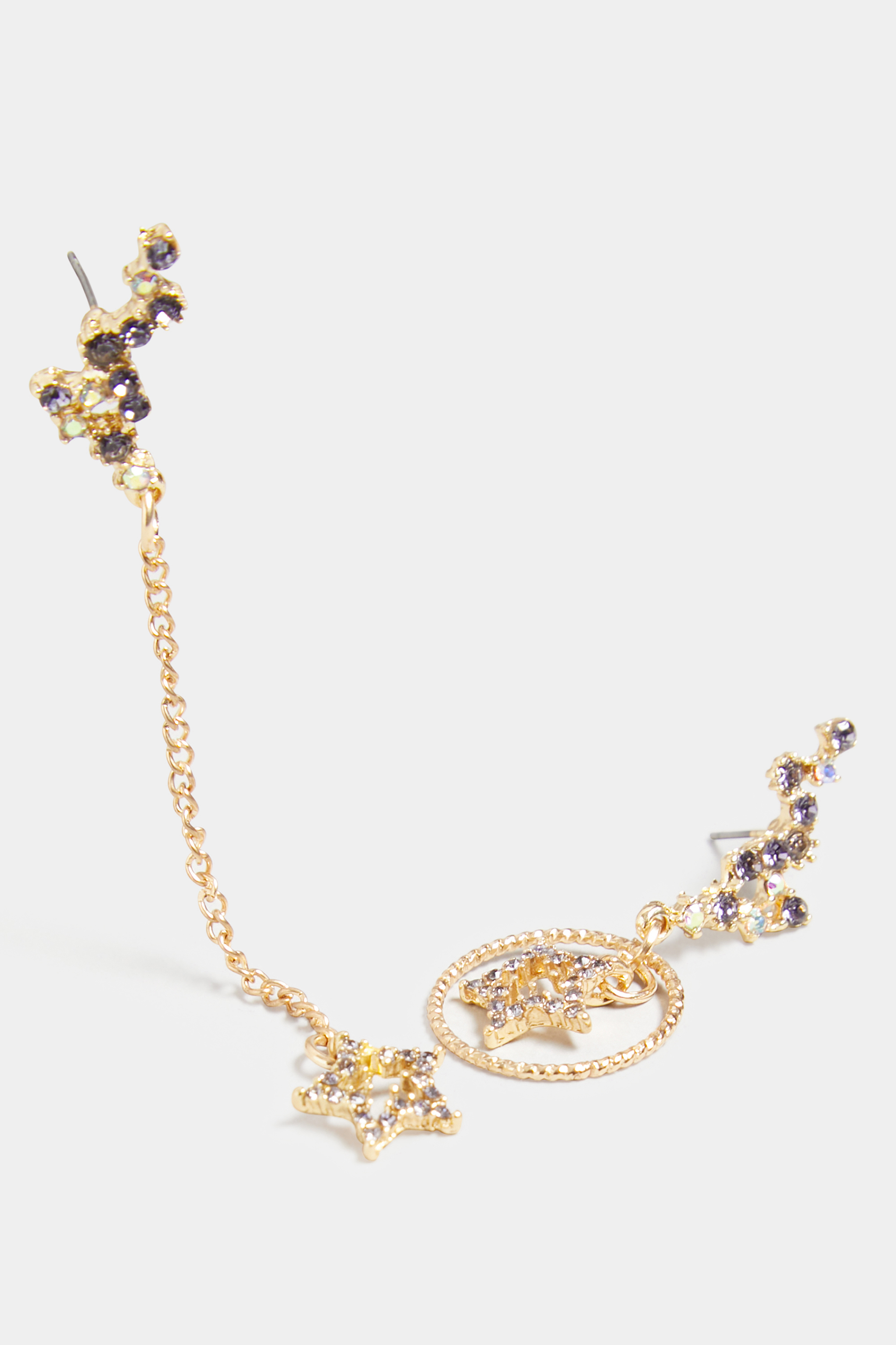 Gold Diamante Star Cluster Drop Earrings | Yours Clothing 4