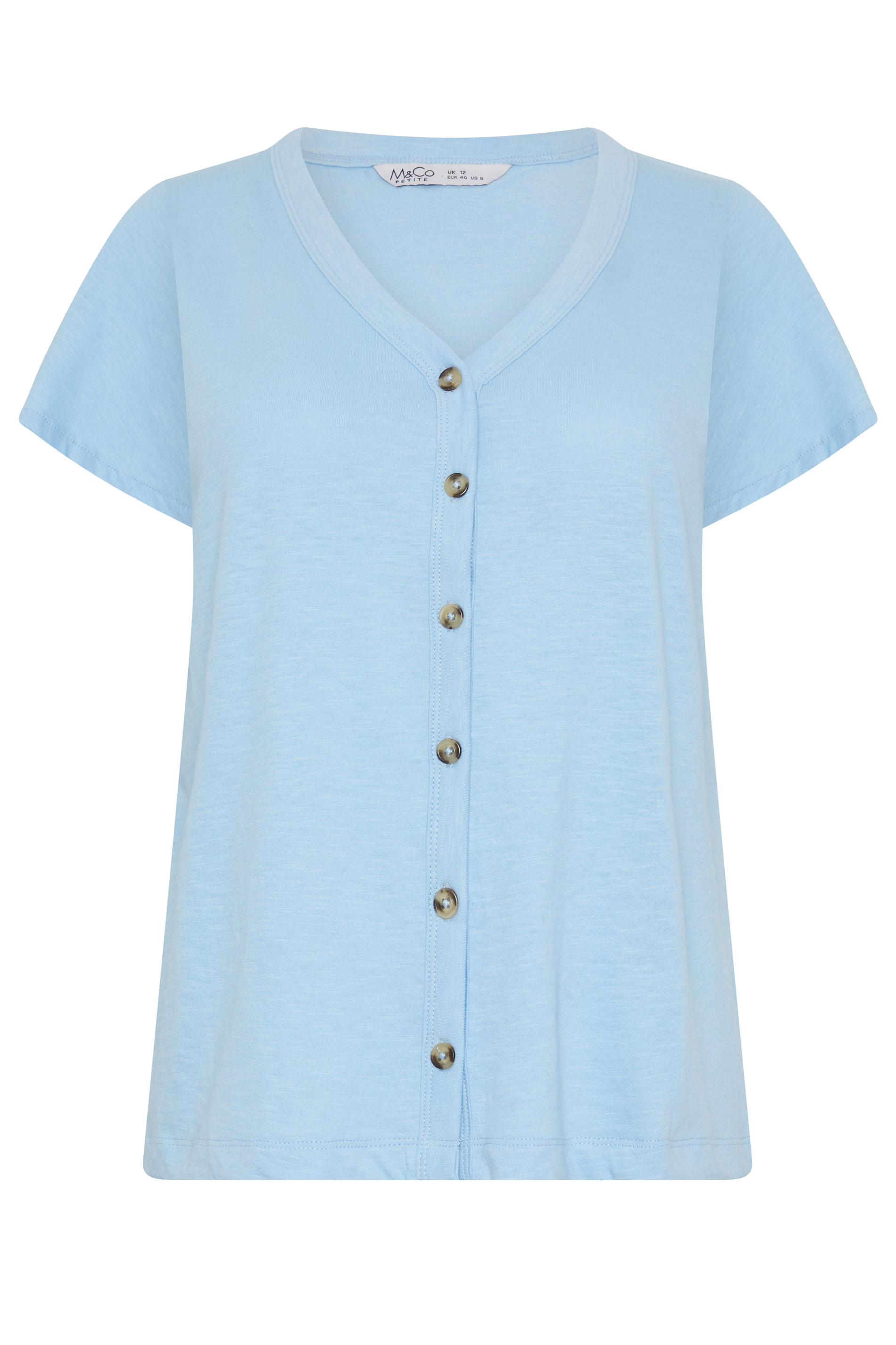 M&Co Petite Blue Cotton Frill Sleeve Blouse| M&Co 5