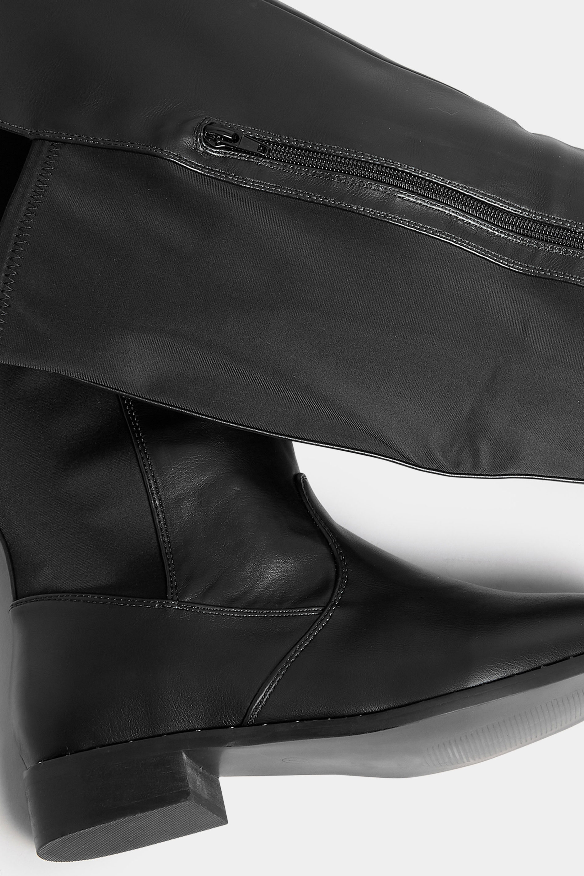 Black Studded Knee High Boots In Wide E Fit & Extra Wide EEE Fit | Yours Clothing 6