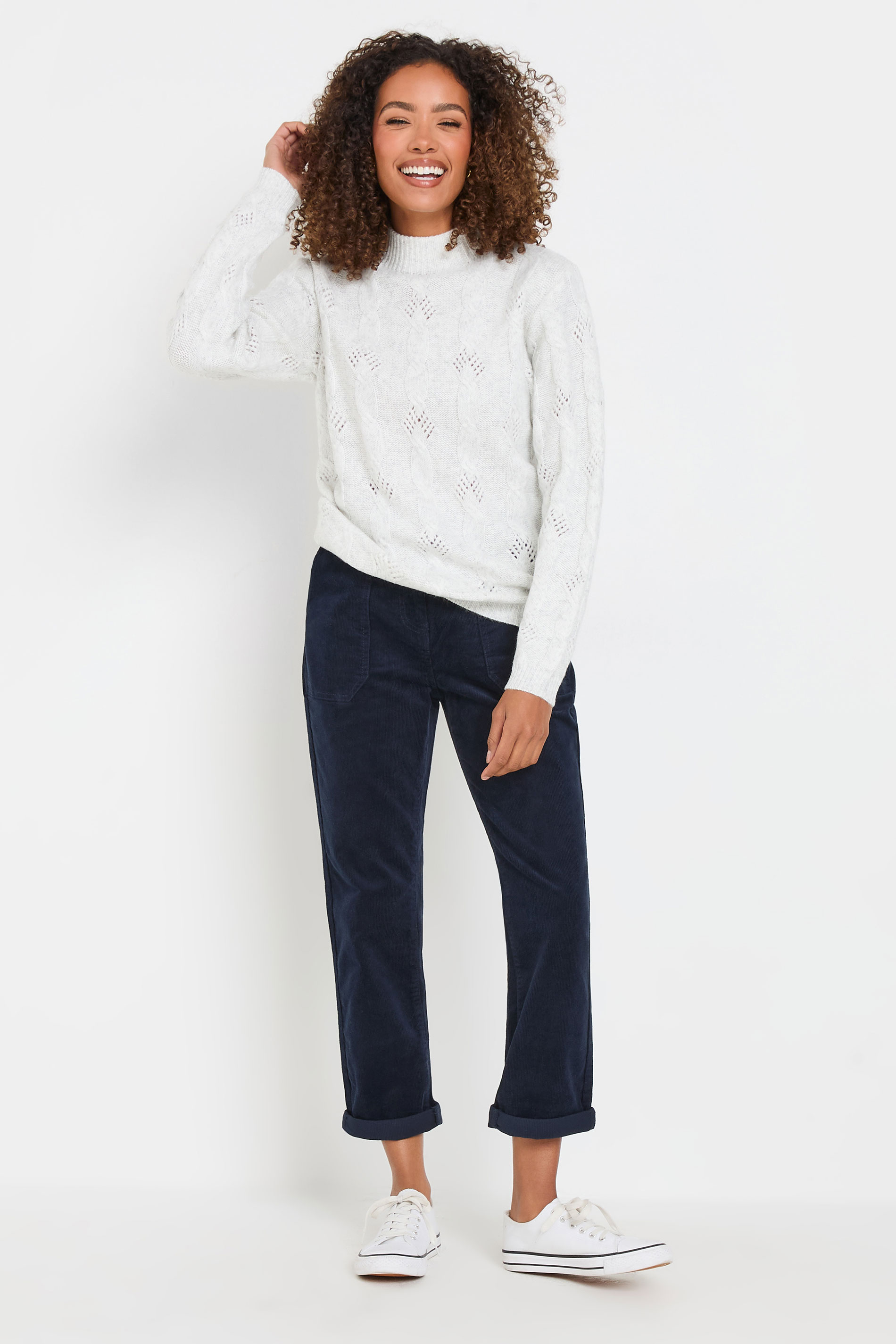 M&Co Navy Blue Cord Carpenter Trousers | M&Co 1