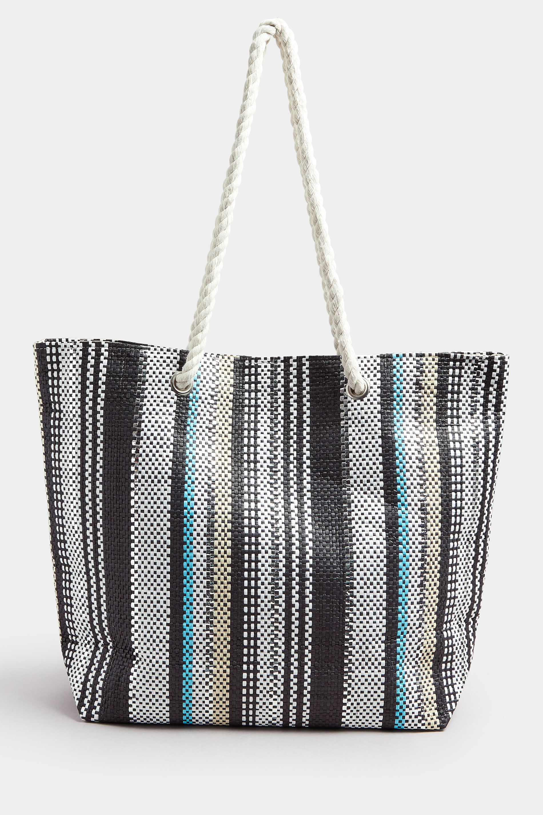 Black Woven Stripe Tote Bag | Yours Clothing 3