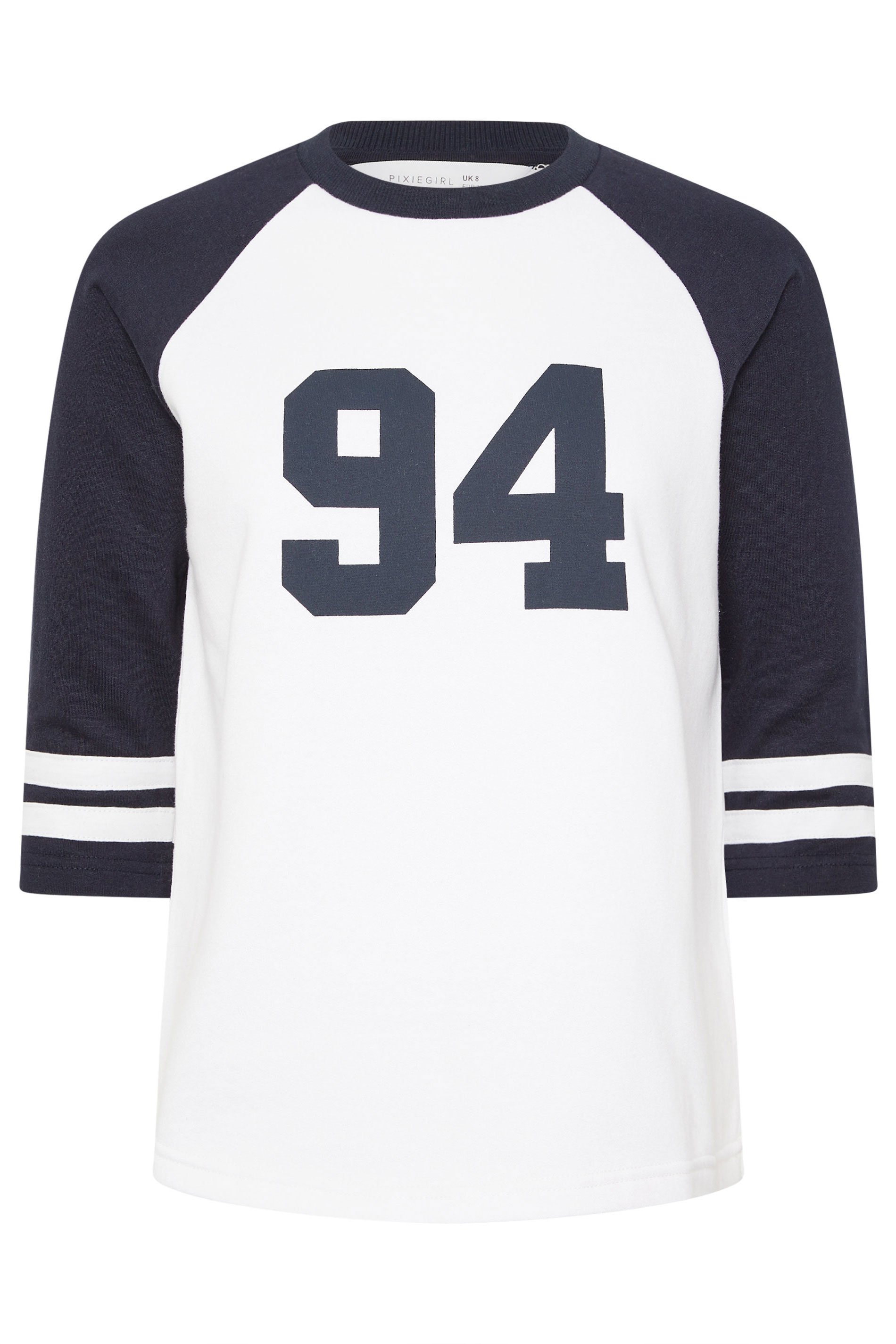 PixieGirl Petite Women's Navy Blue '94' Slogan Top | PixieGirl 1