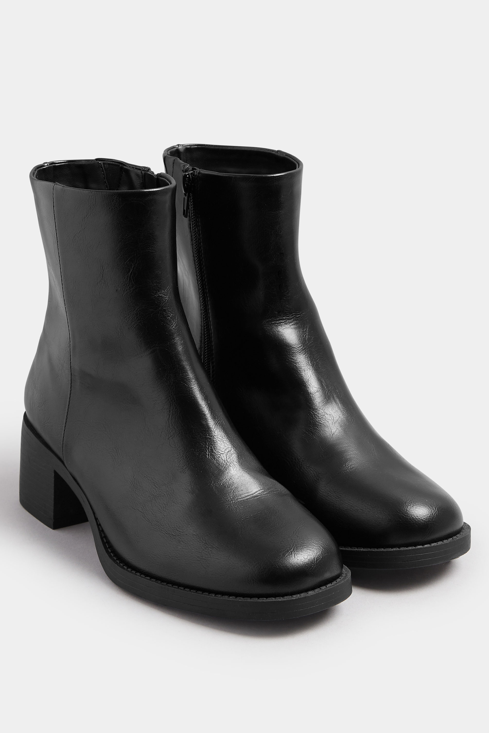 Black Faux Leather Square Toe Chelsea Boots In Extra Wide EEE Fit | Yours Clothing 3