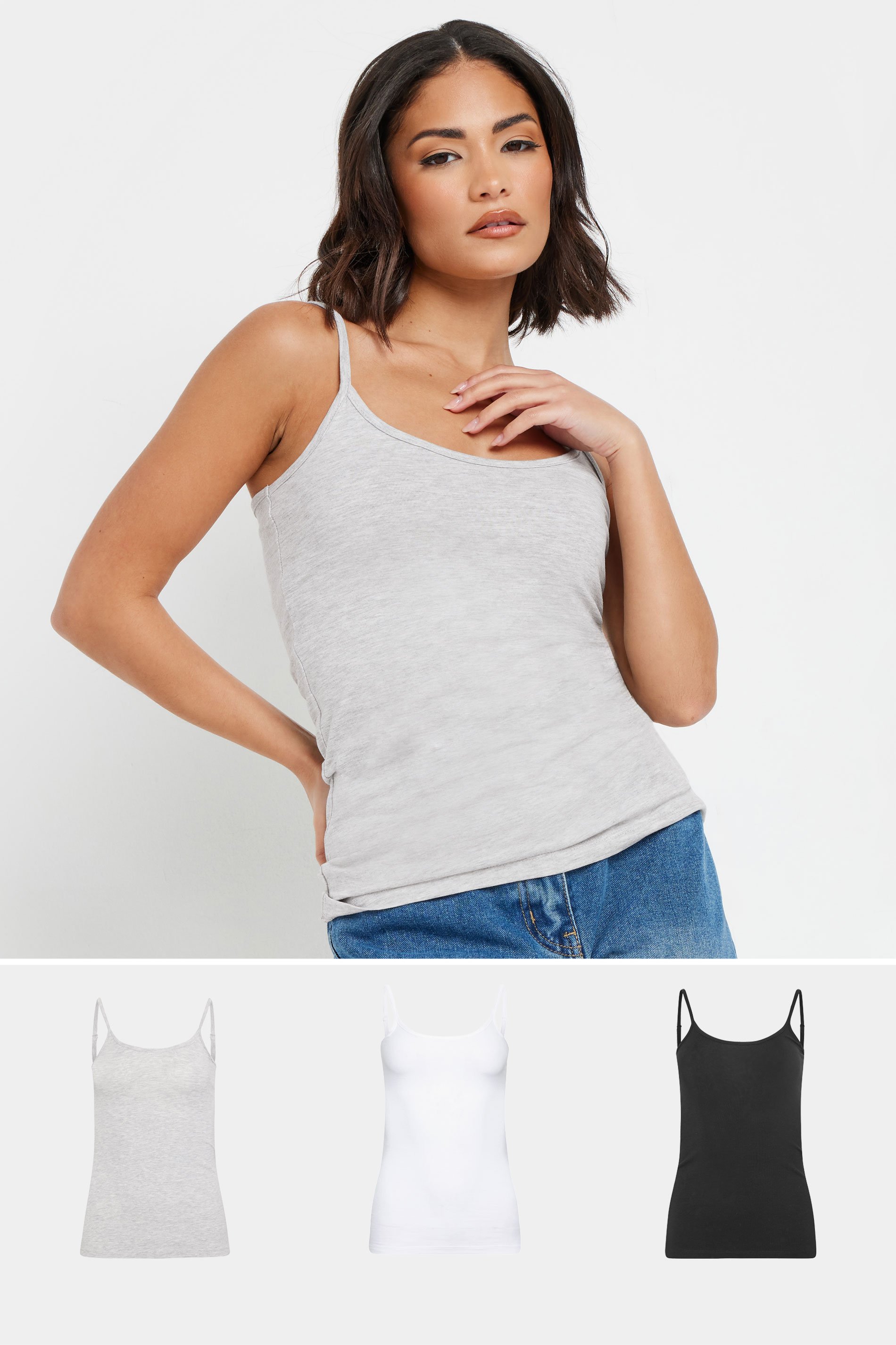 3 PACK Petite Black & White Cami Vest Tops | PixieGirl 1