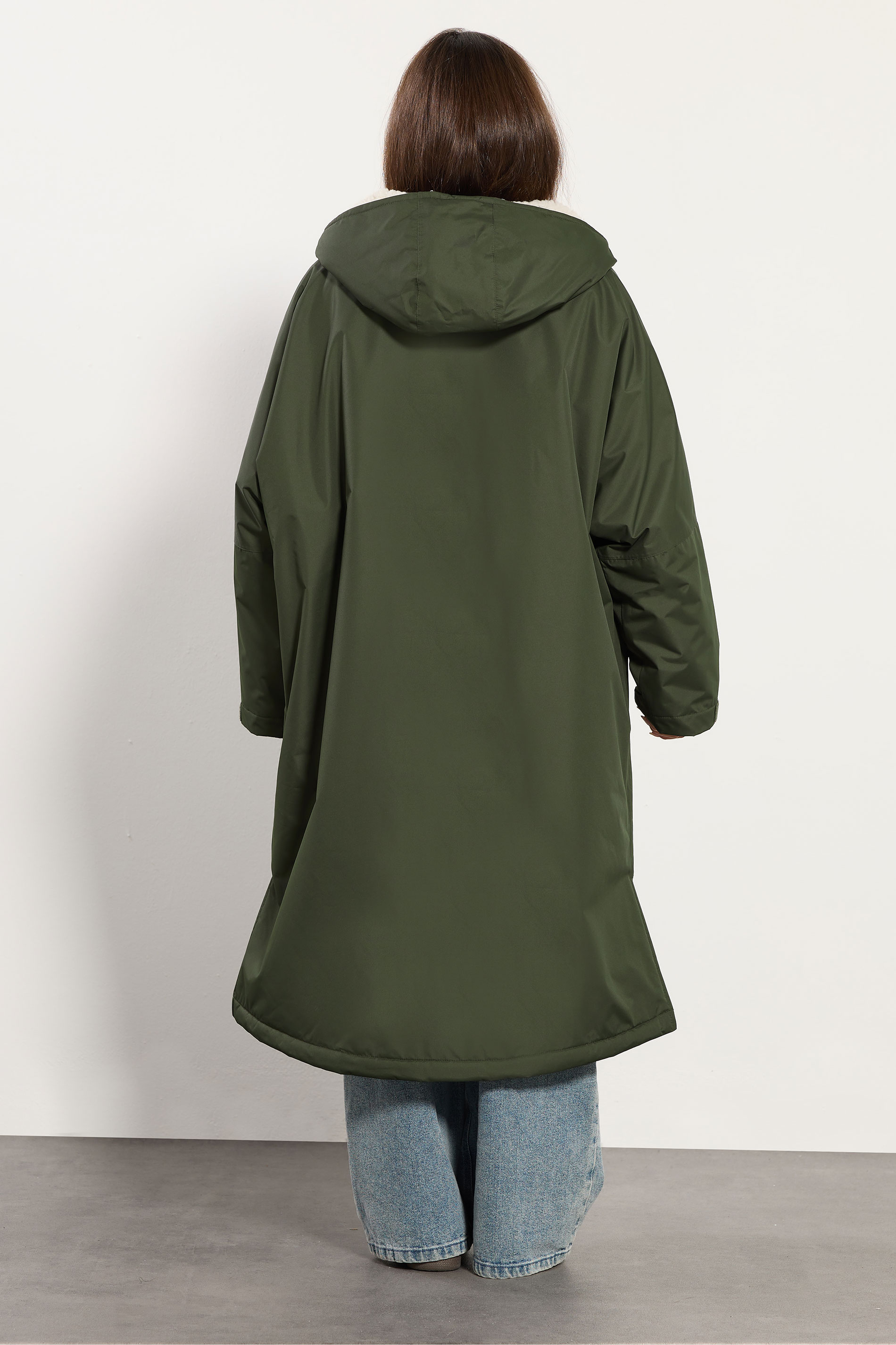 PixieGirl Petite Women's Khaki Green Waterproof Fleece Lined Robe | PixieGirl 3