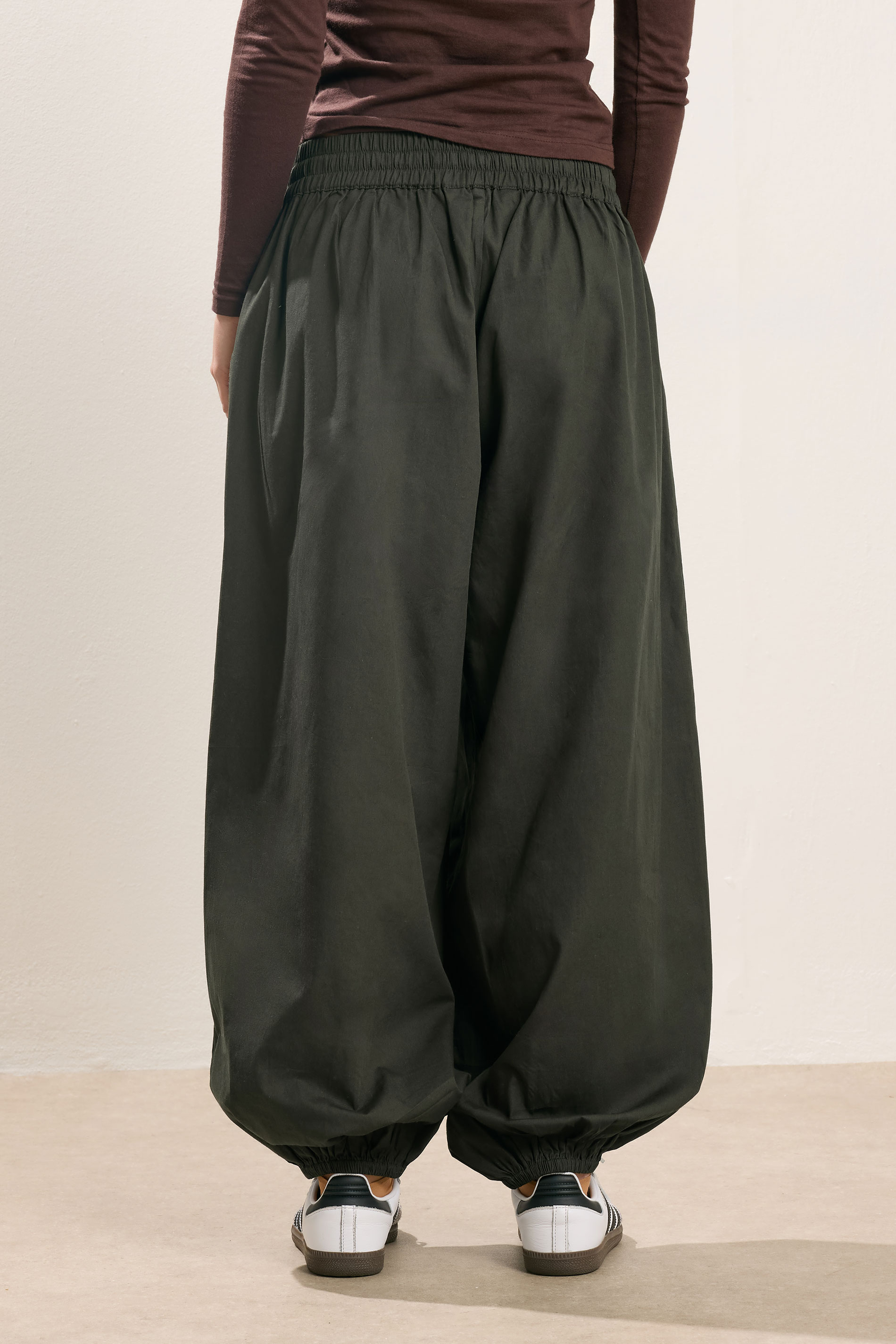 PixieGirl Petite Women's Olive Green Poplin Cuffed Trousers | PixieGirl 3