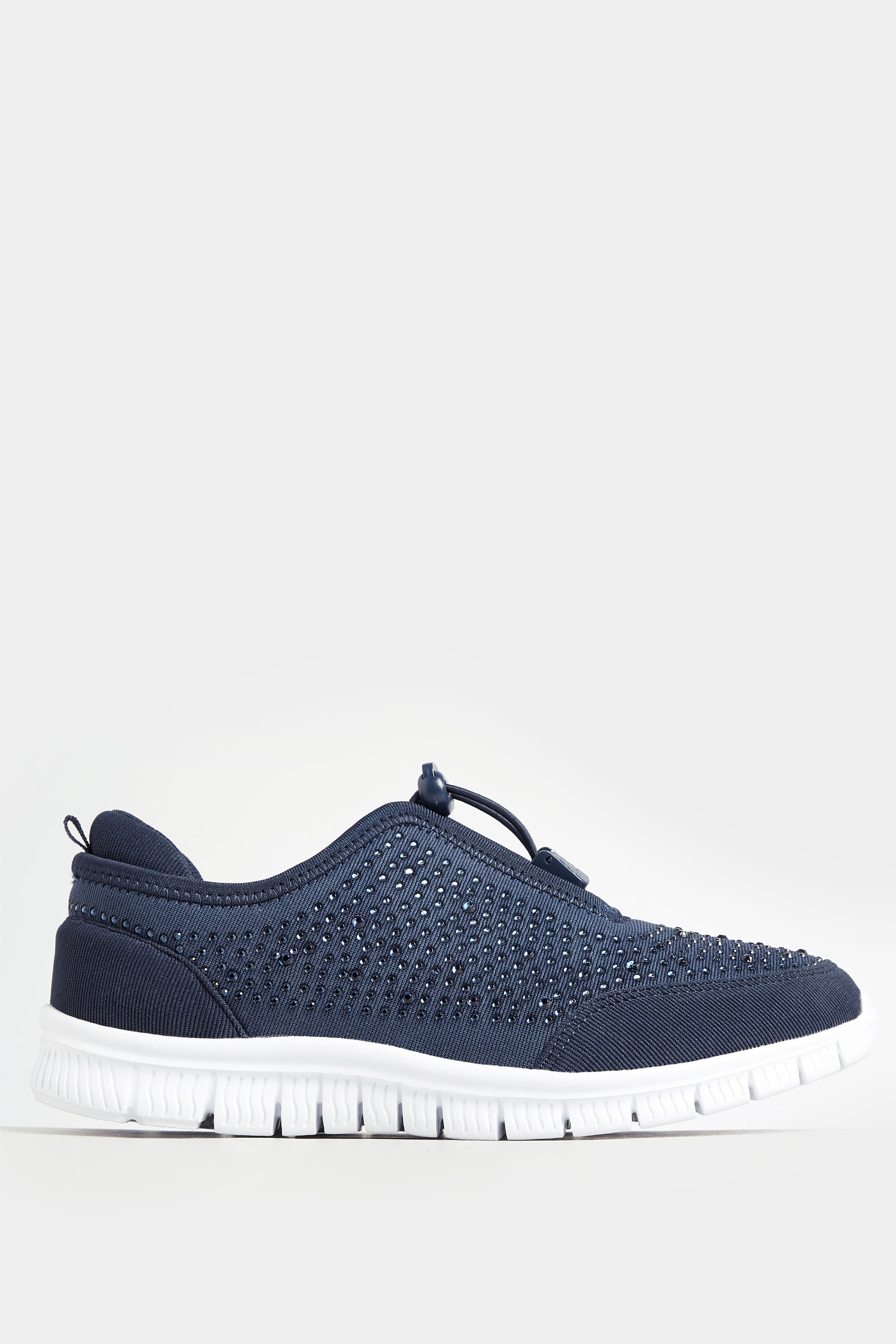 Navy Blue Embellished Trainers In Wide E Fit & Extra Wide EEE Fit | Yours Clothing 3