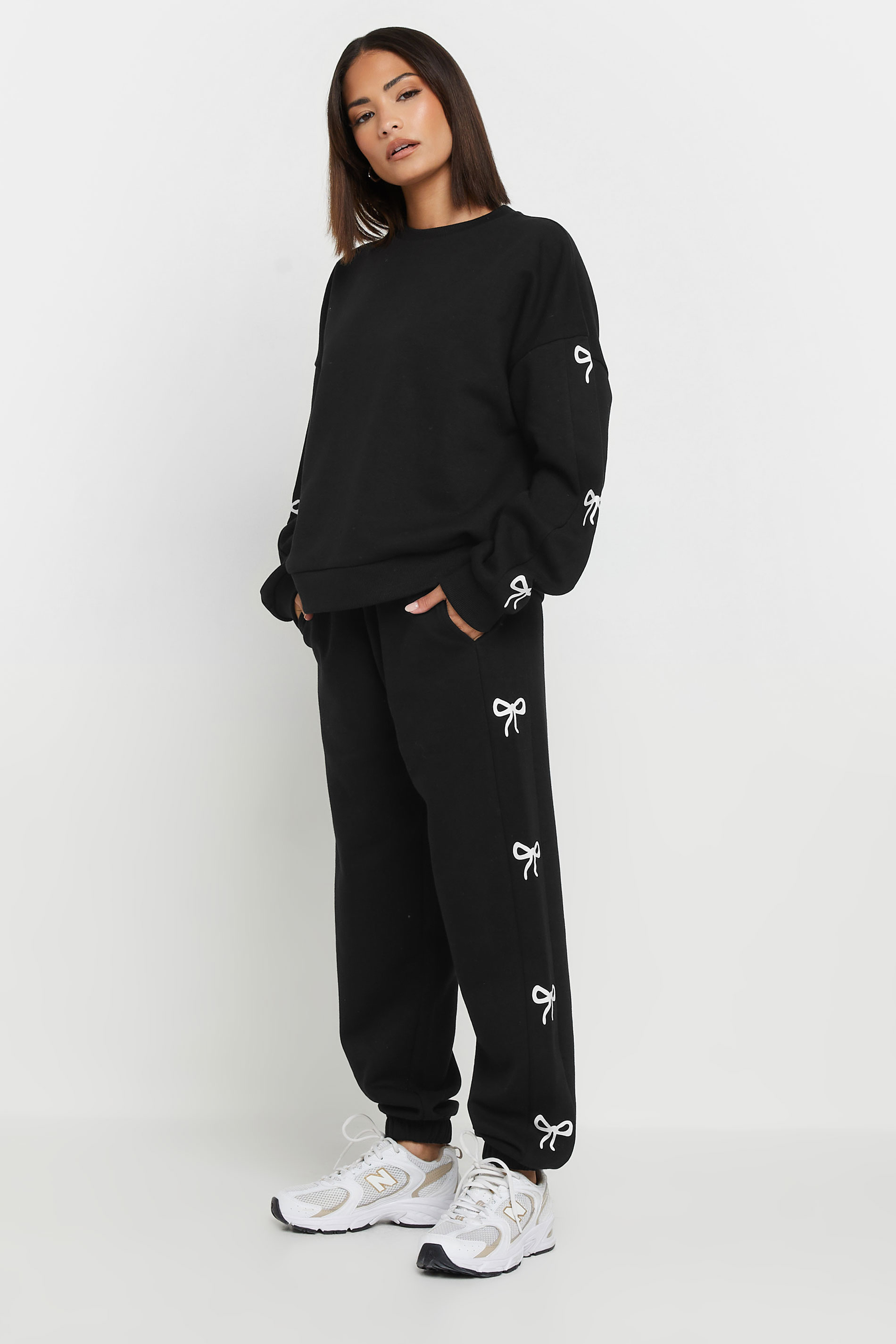 PixieGirl Petite Women's Black Bow Detail Sweatshirt | PixieGirl 4