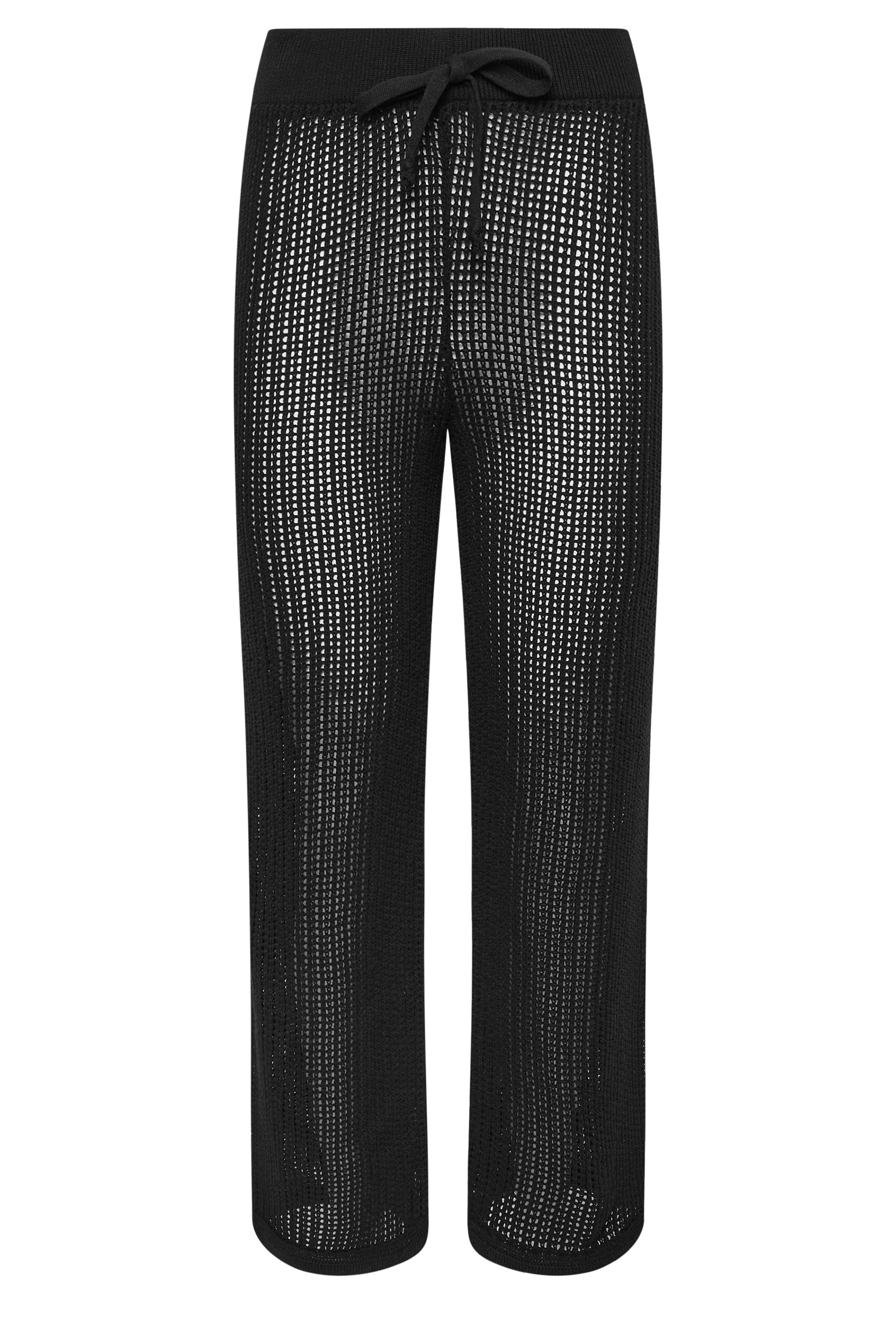 PixieGirl Petite Women's Black Crochet Wide Leg Trousers | PixieGirl 5