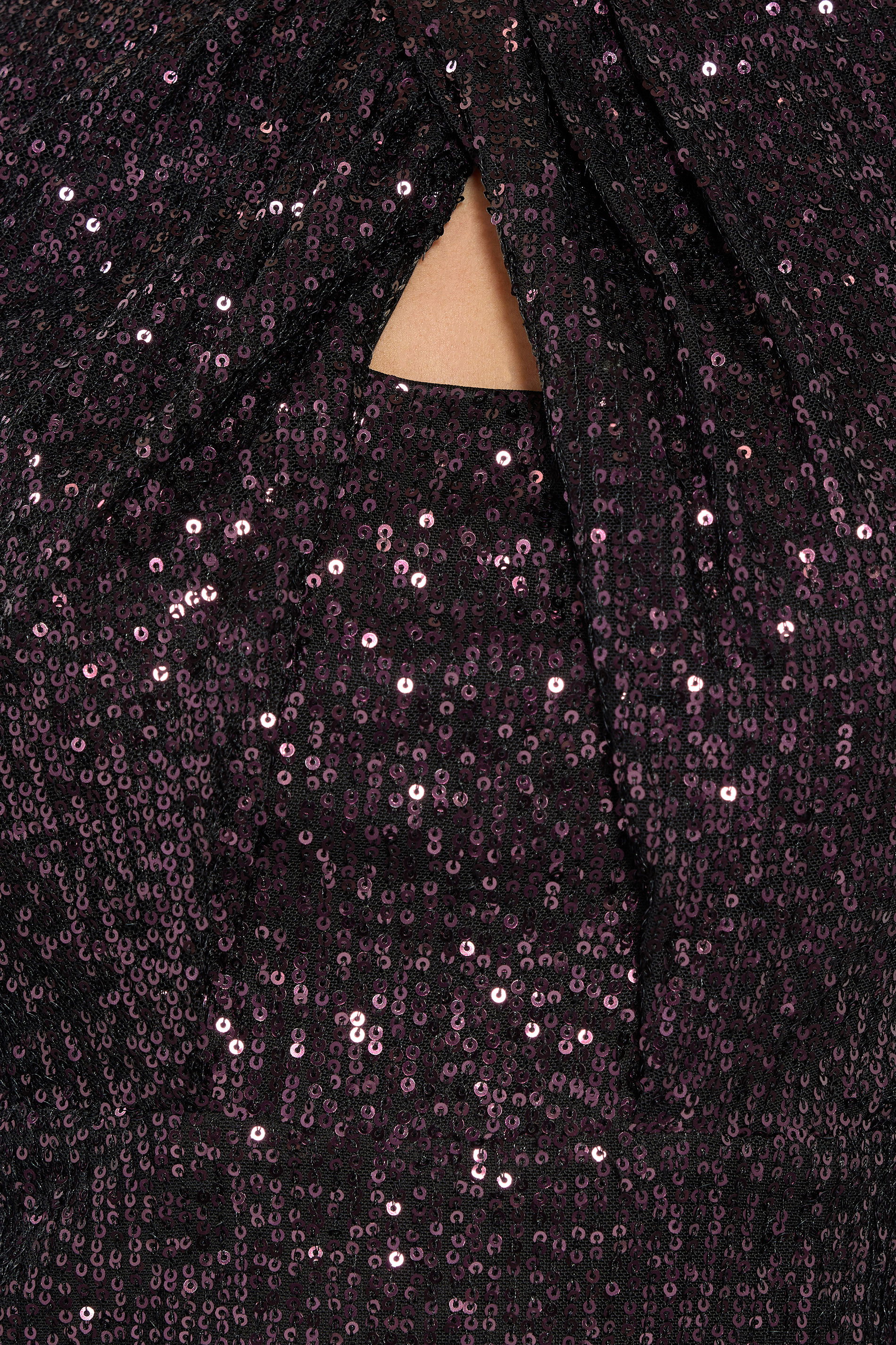 M&Co Petite Purple Sequin Twist Neck Keyhole Detail Top | M&Co 5