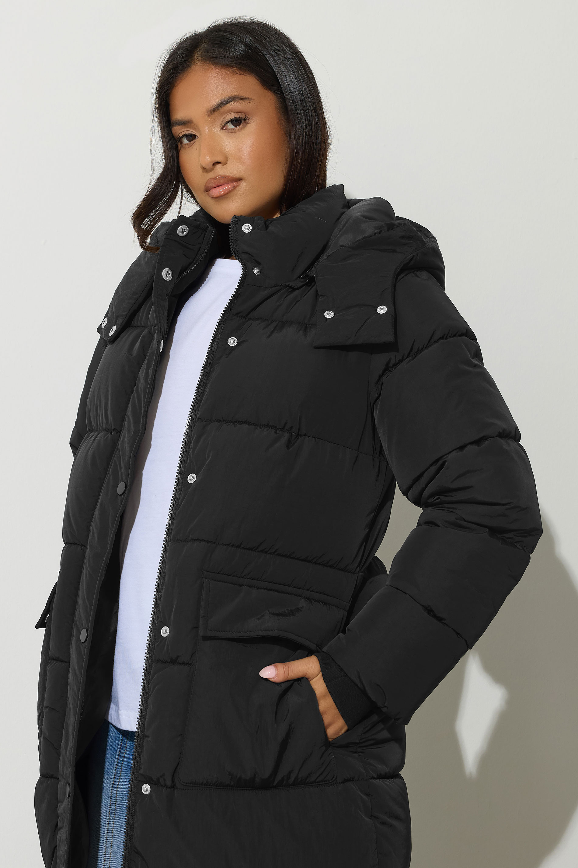 PixieGirl Petite Womens Black Maxi Padded Puffer Coat | PixieGirl 2
