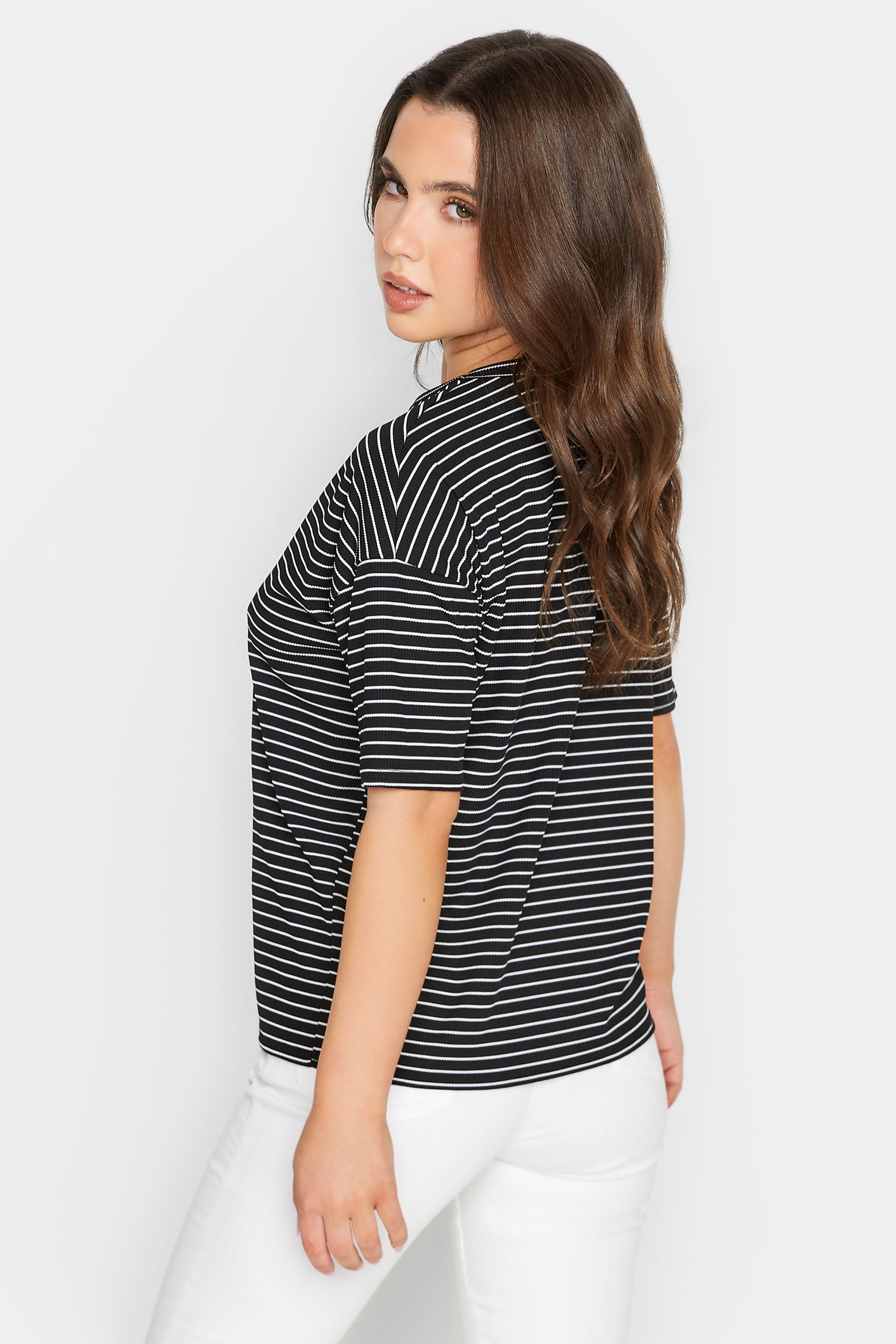 Petite Black Stripe T-Shirt | PixieGirl 3