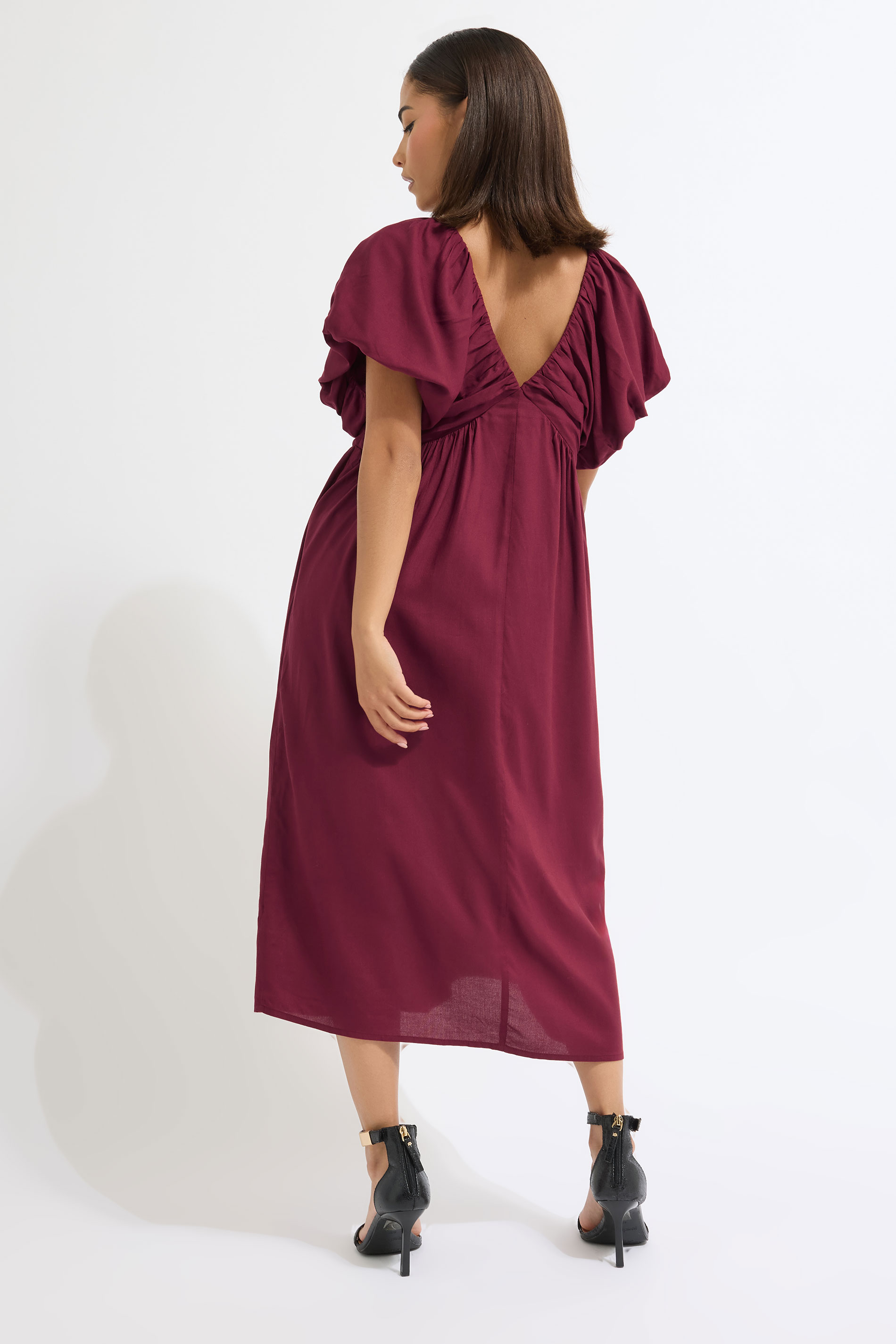 PixieGirl Petite Women's Burgundy Red Velvet Bow Mini Dress | PixieGirl 4