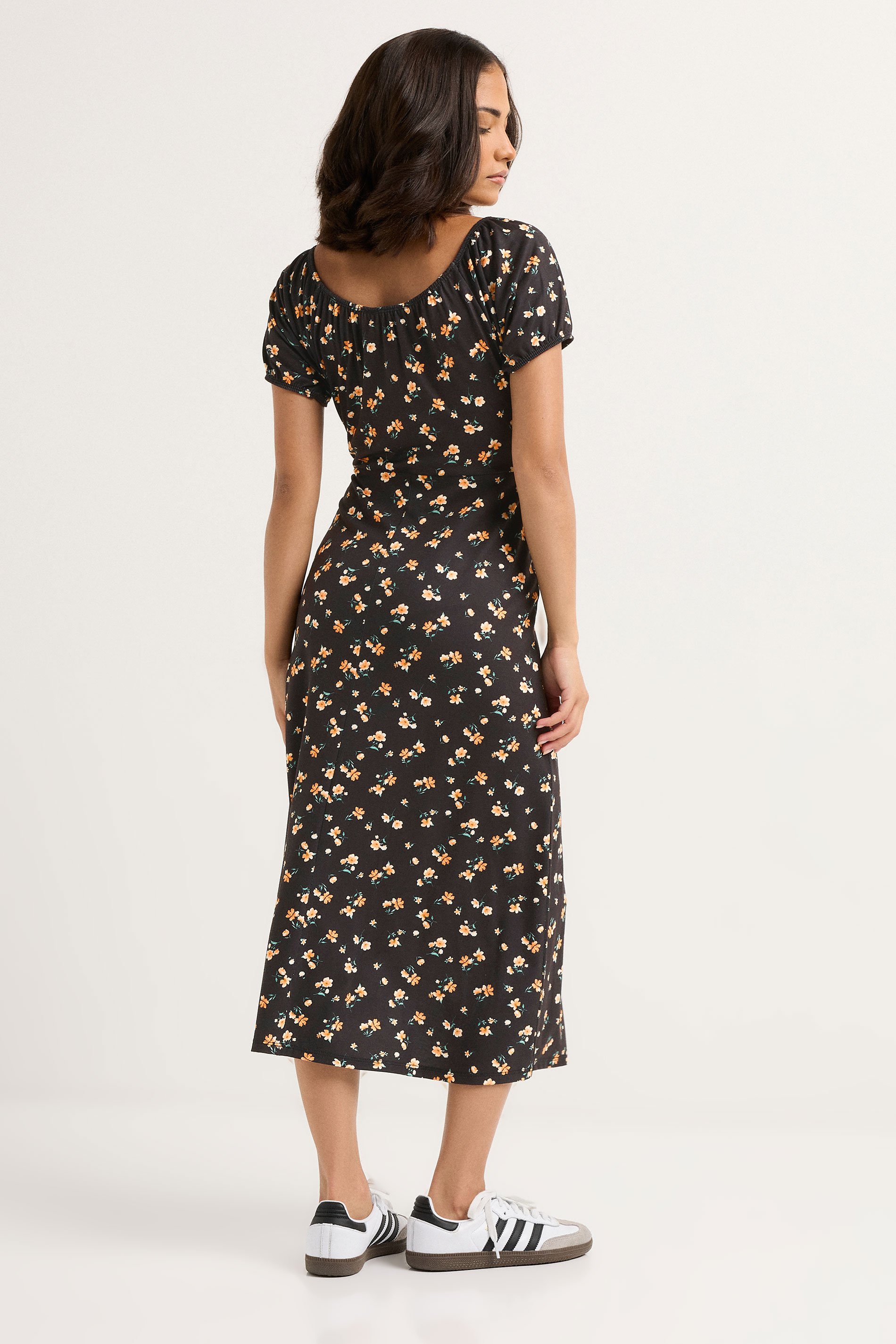 PixieGirl Petite Women's Black Ditsy Tie Midaxi Dress | PixieGirl 3