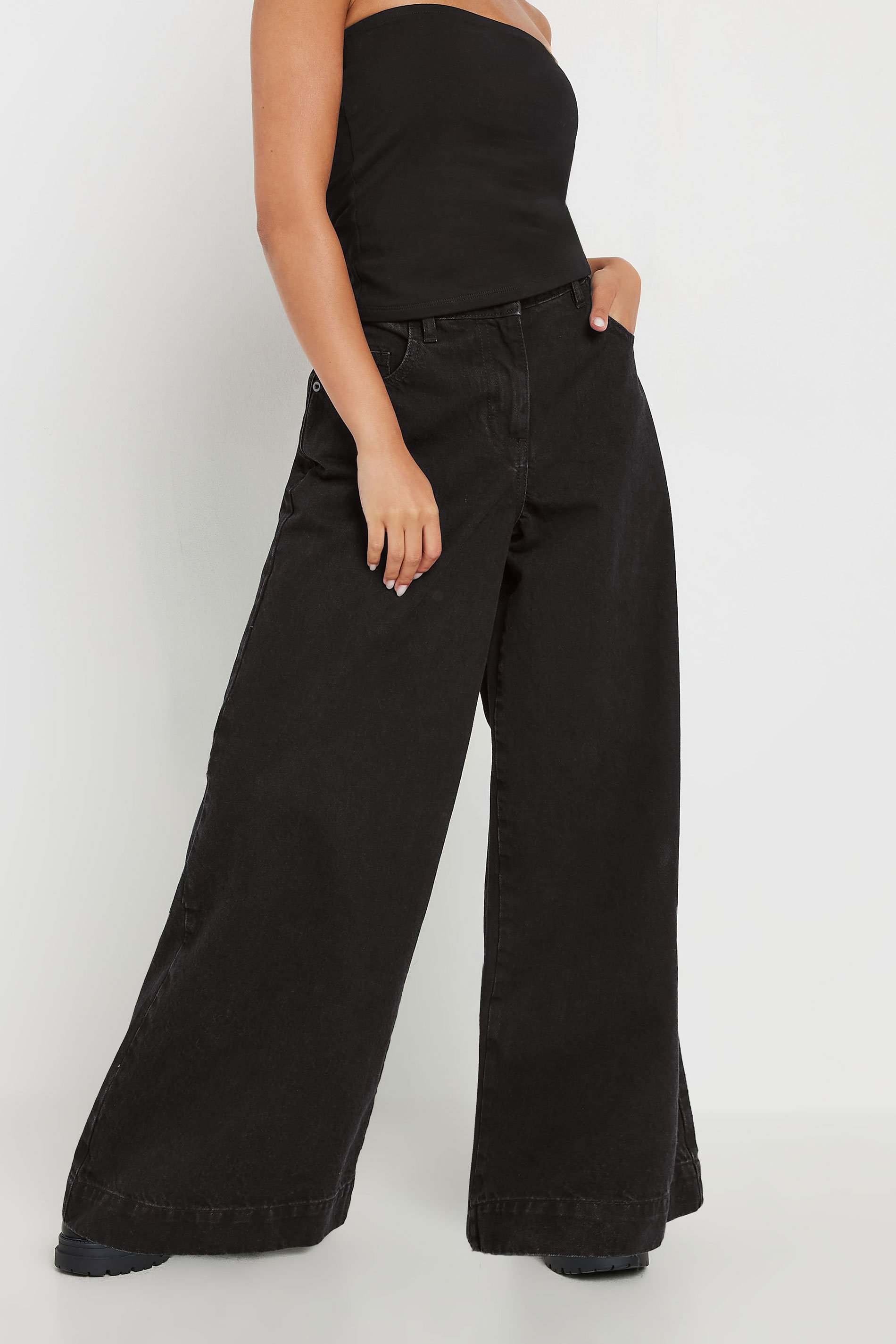 PixieGirl Petite Women's Black Non-Stretch Puddle Jeans | PixieGirl 2