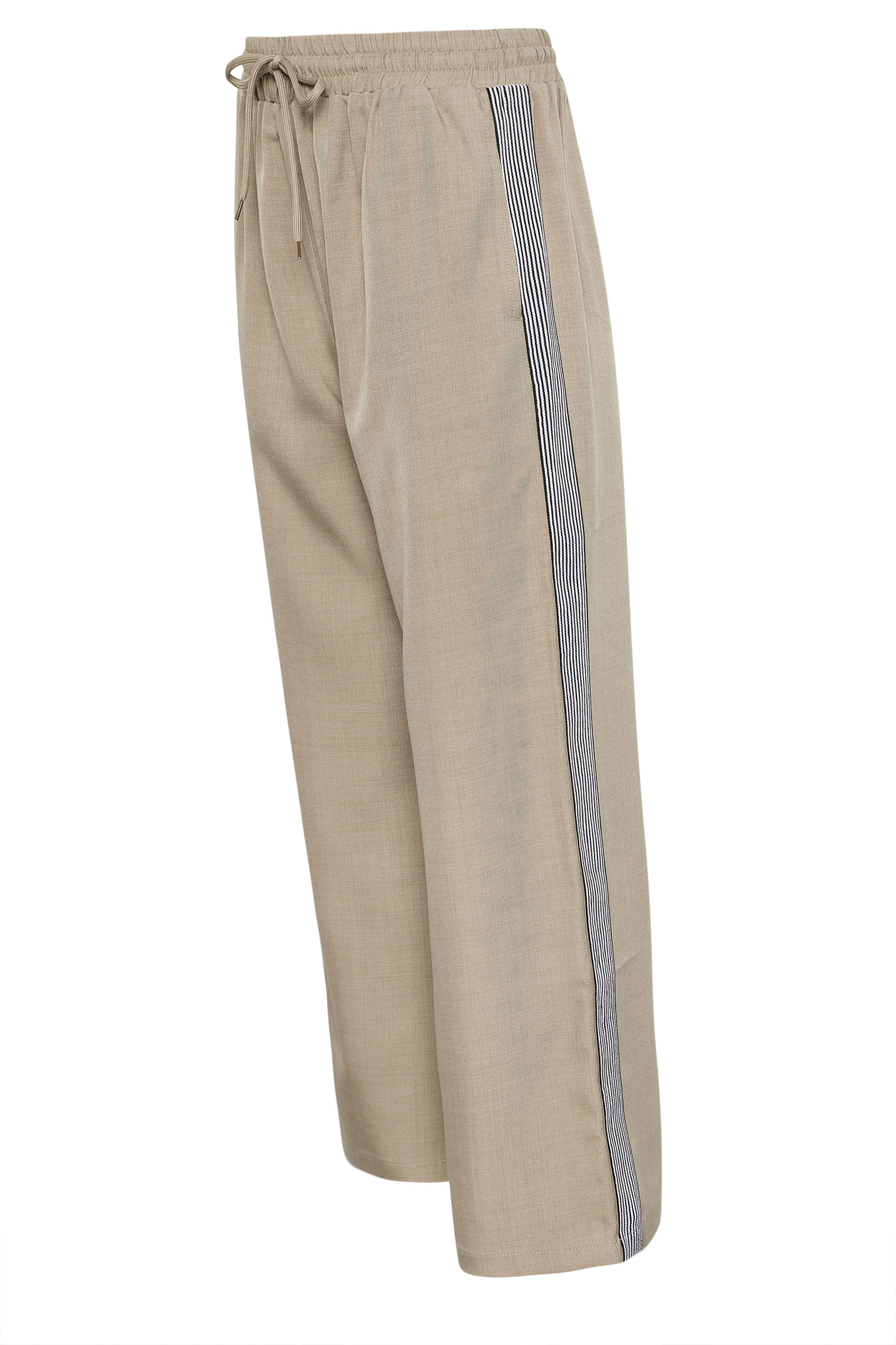 PixieGirl Petite Women's Beige Brown Side Stripe Wide Leg Trouser | PixieGirl 7