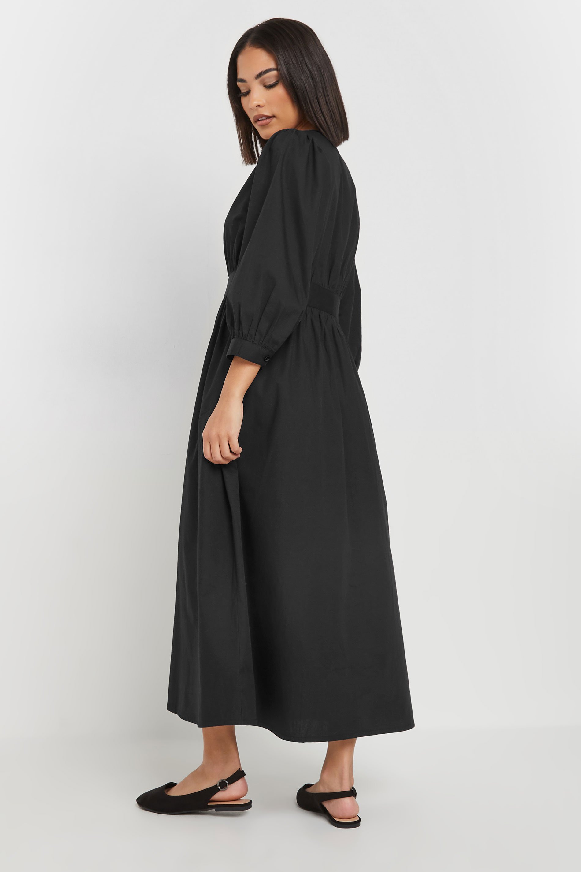 PixieGirl Petite Women's Black Button Midi Dress | PixieGirl 3