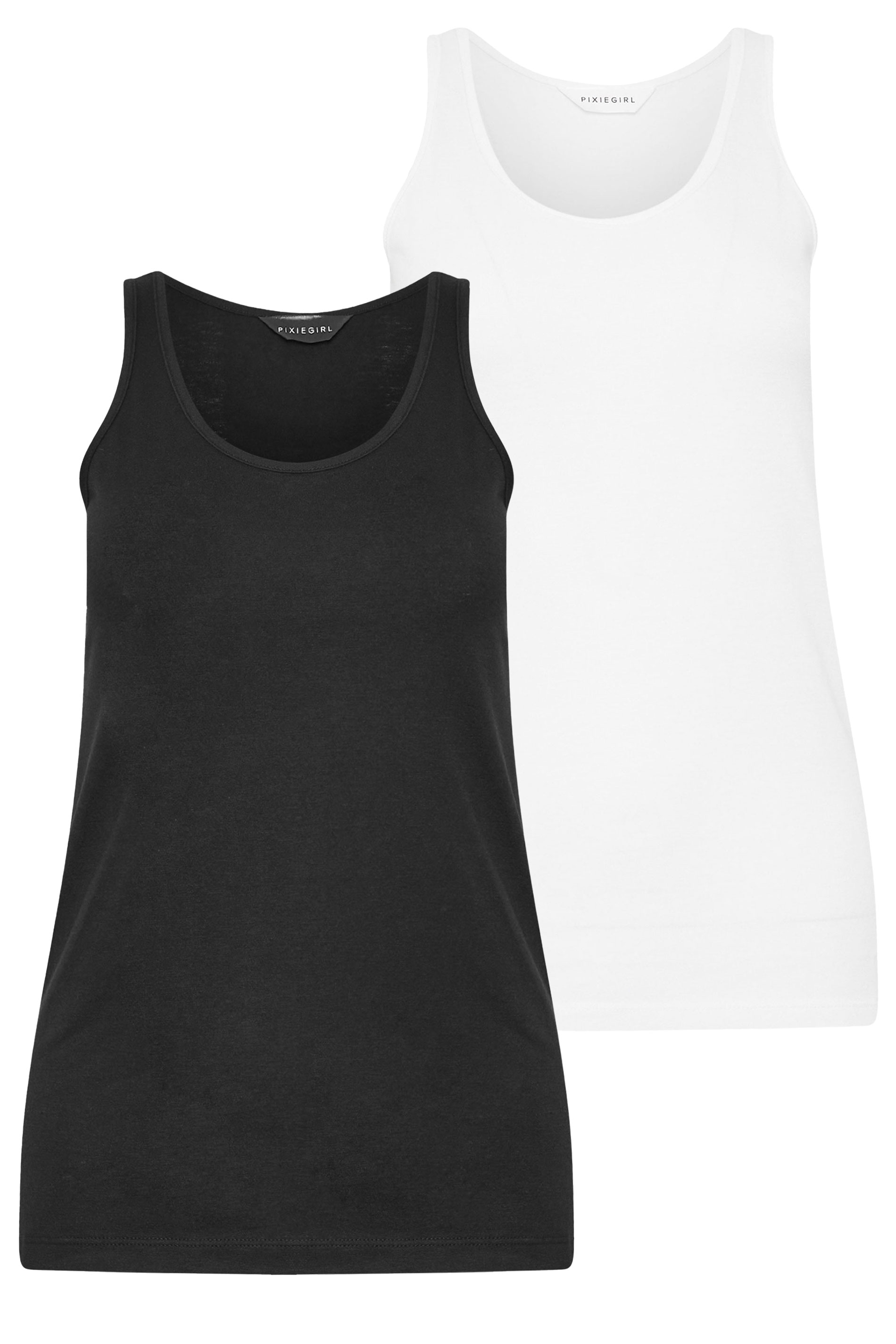 2 PACK Petite Black & White Vest Tops | PixieGirl  7