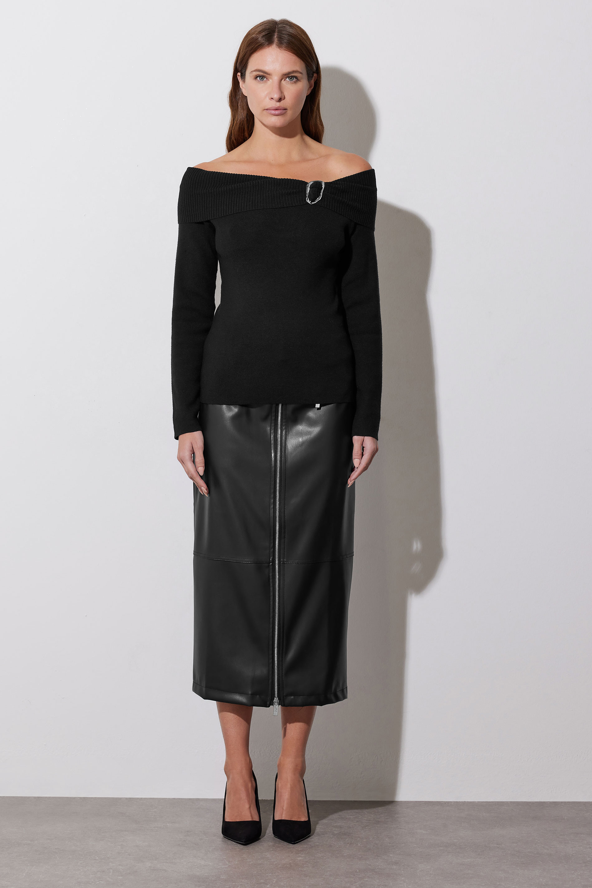 STAR Black Bardot Buckle Detail Jumper | StarByJM 5