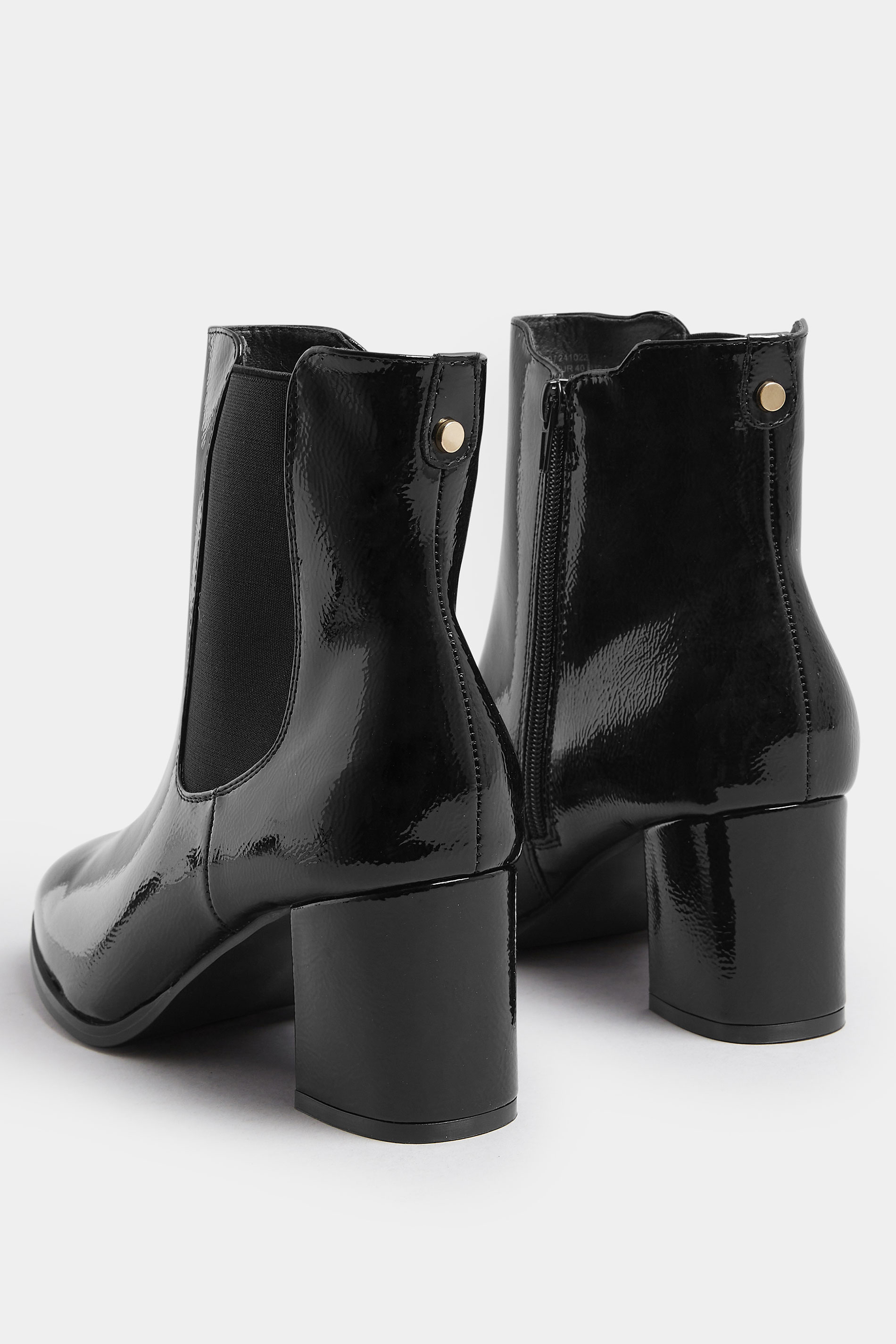 Black Patent Block Heel Chelsea Boots In Wide E Fit | Yours Clothing 4