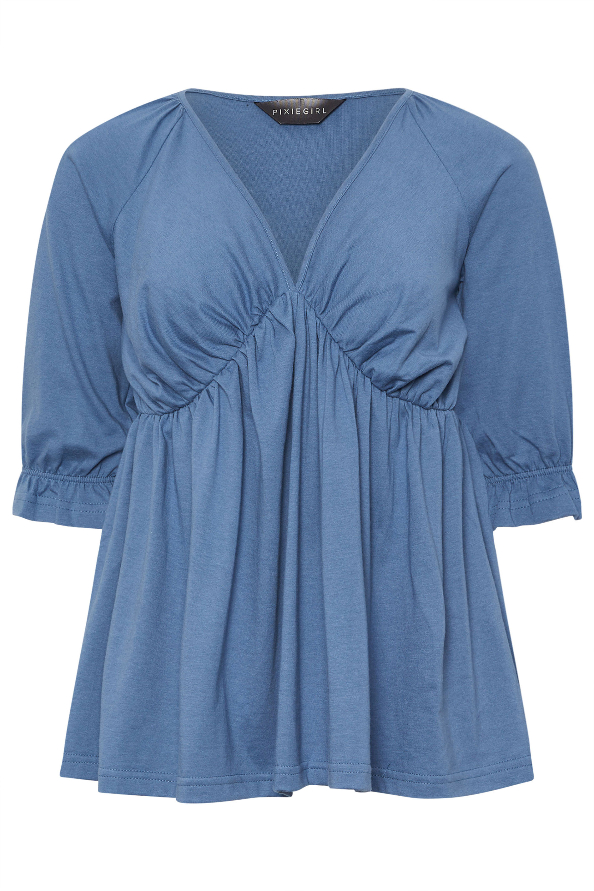 PixieGirl Petite Women's Blue Cotton Smock Top | PixieGirl 5