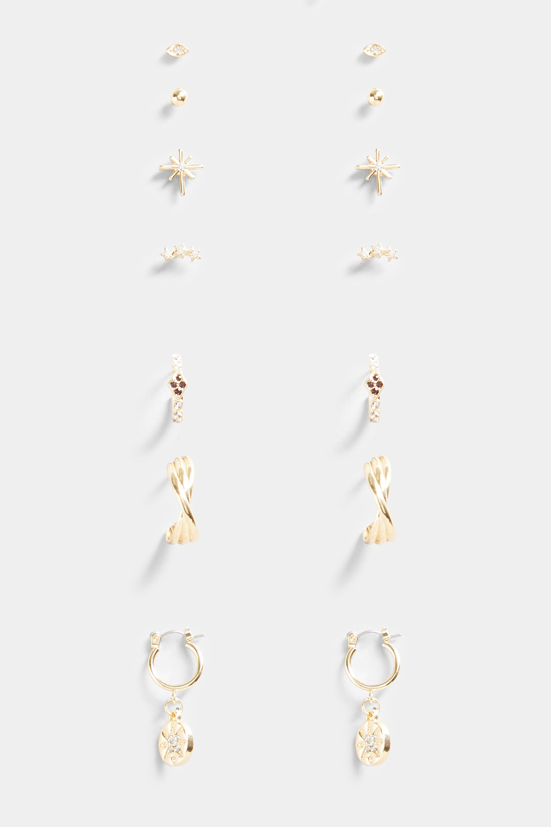 9 PACK Gold Earrings Set | Yours Clothing 3