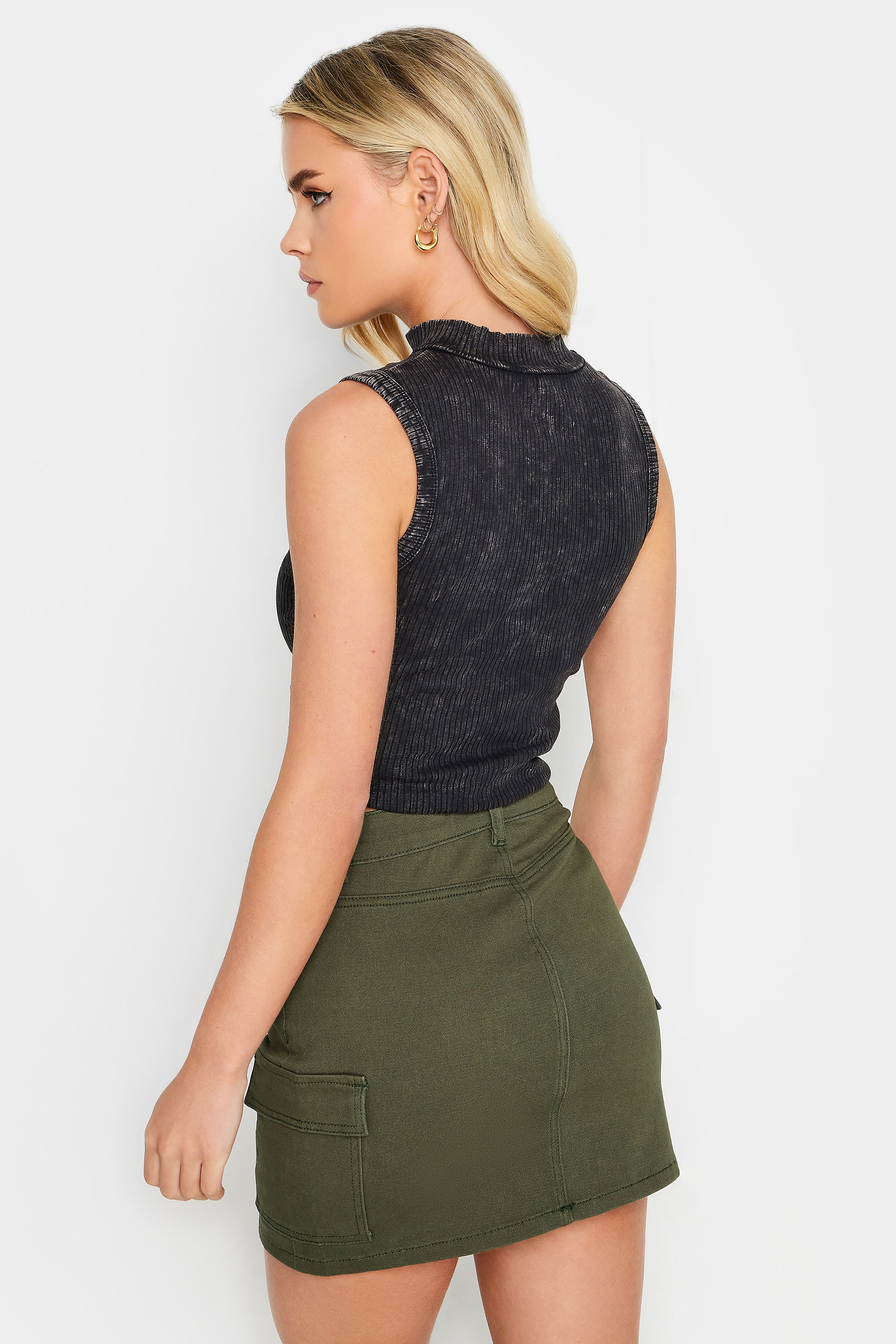 PixieGirl Petite Womens Khaki Green Cargo Mini Skirt | PixieGirl 4