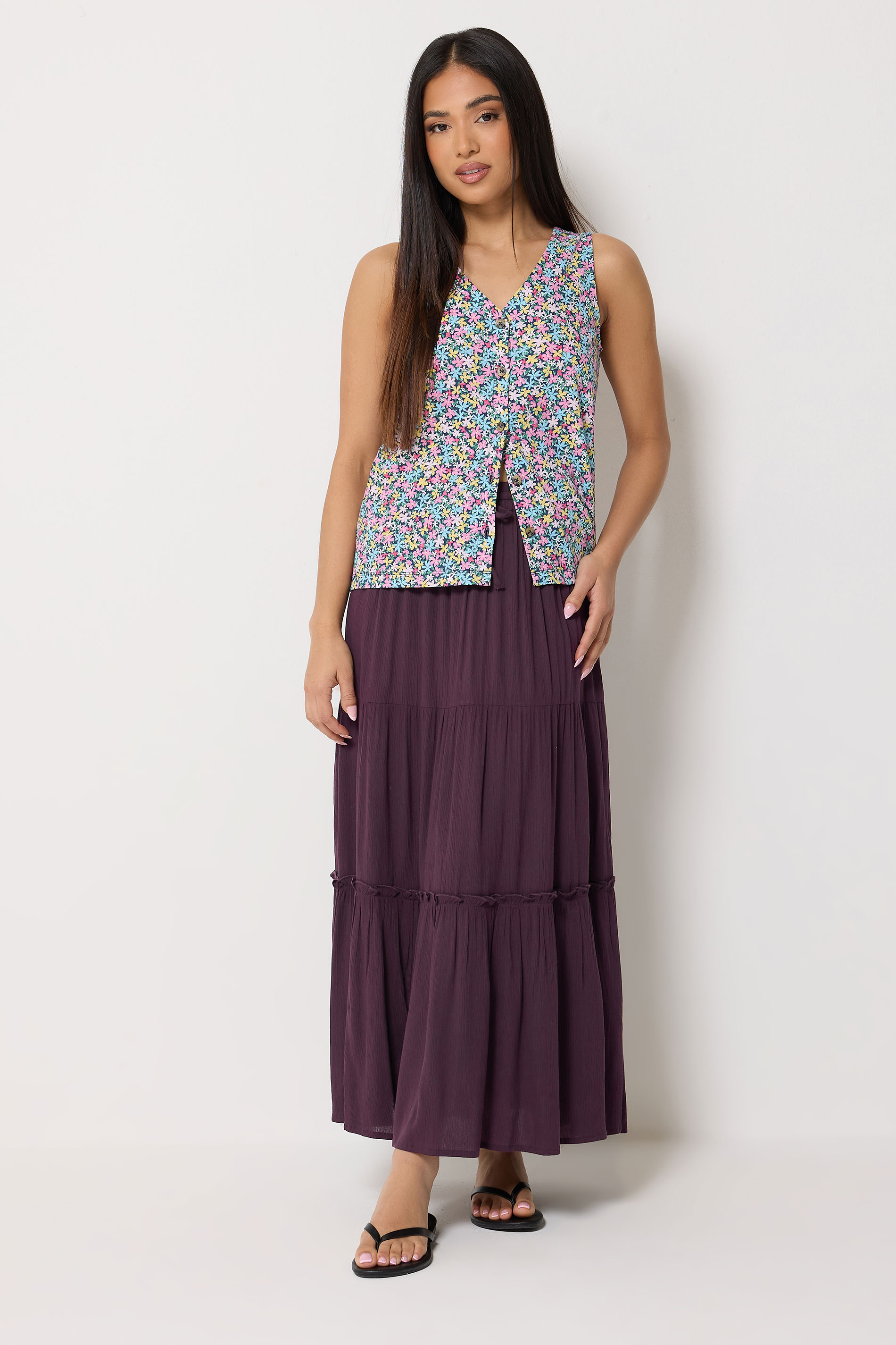 M&Co Petite Berry Purple Crinkle Maxi Skirt | M&Co 1