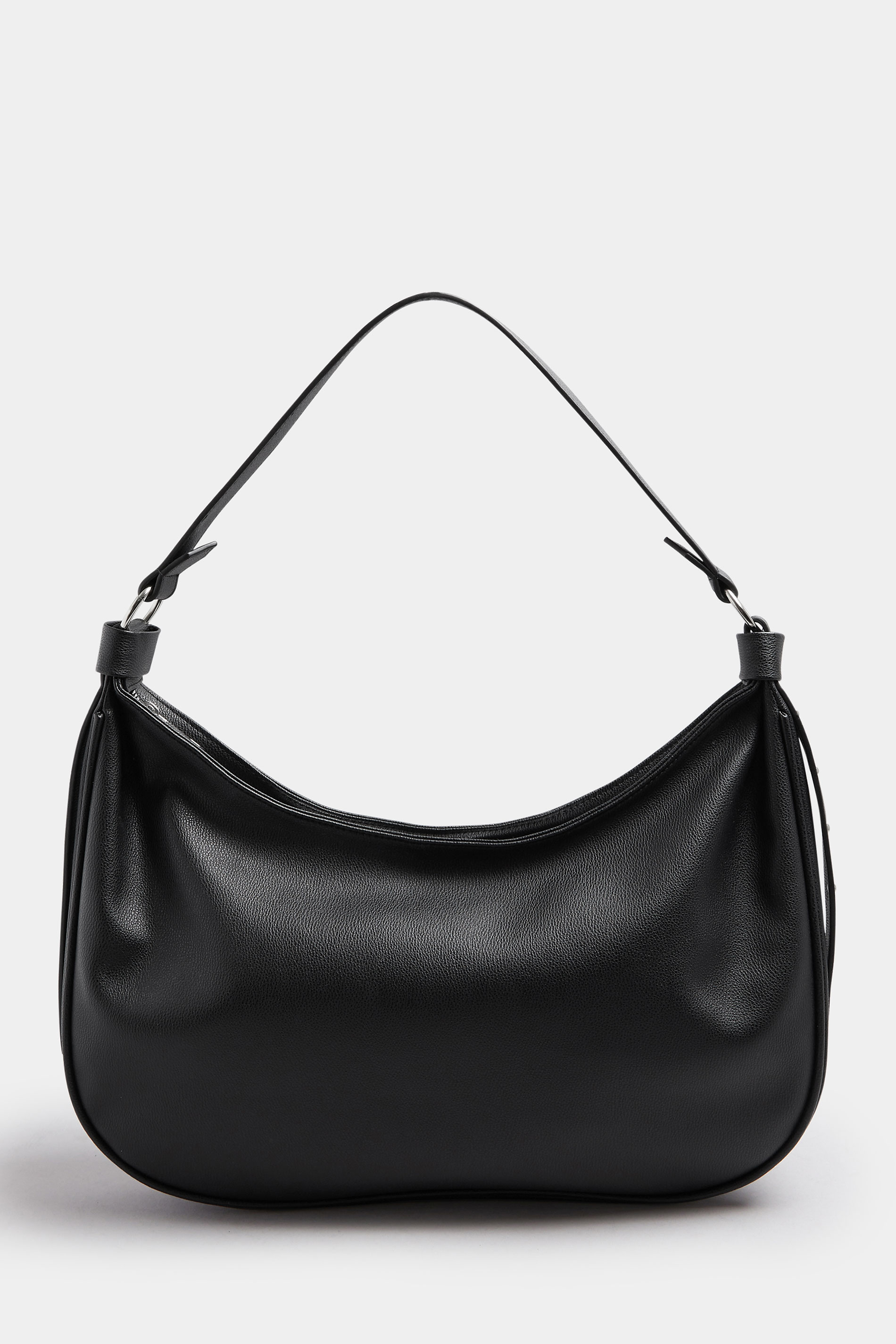 Black Faux Leather Slouched Studded Shoulder Bag | Yours Clothing 4