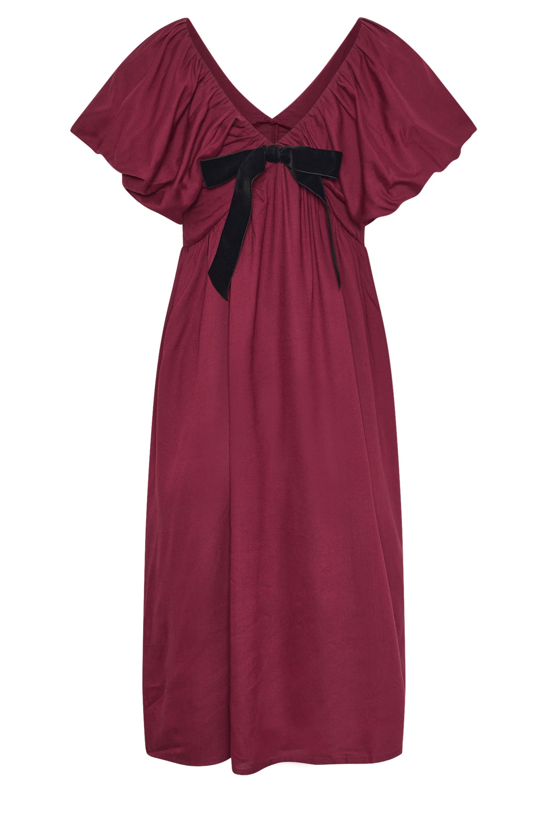 PixieGirl Petite Women's Burgundy Red Velvet Bow Mini Dress | PixieGirl 6